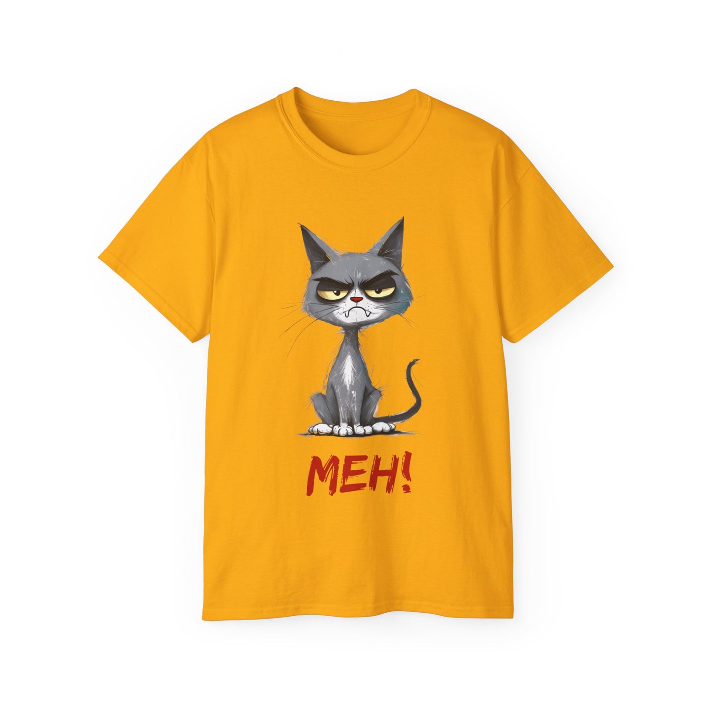 Cute Funny Cartoon Meh Cat Meme Unisex Tee