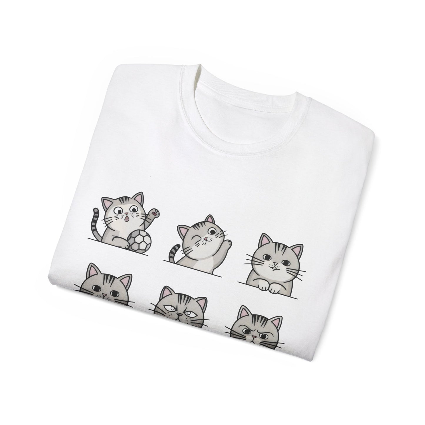 Nine Cute Cats Cartoon Organic T-Shirt