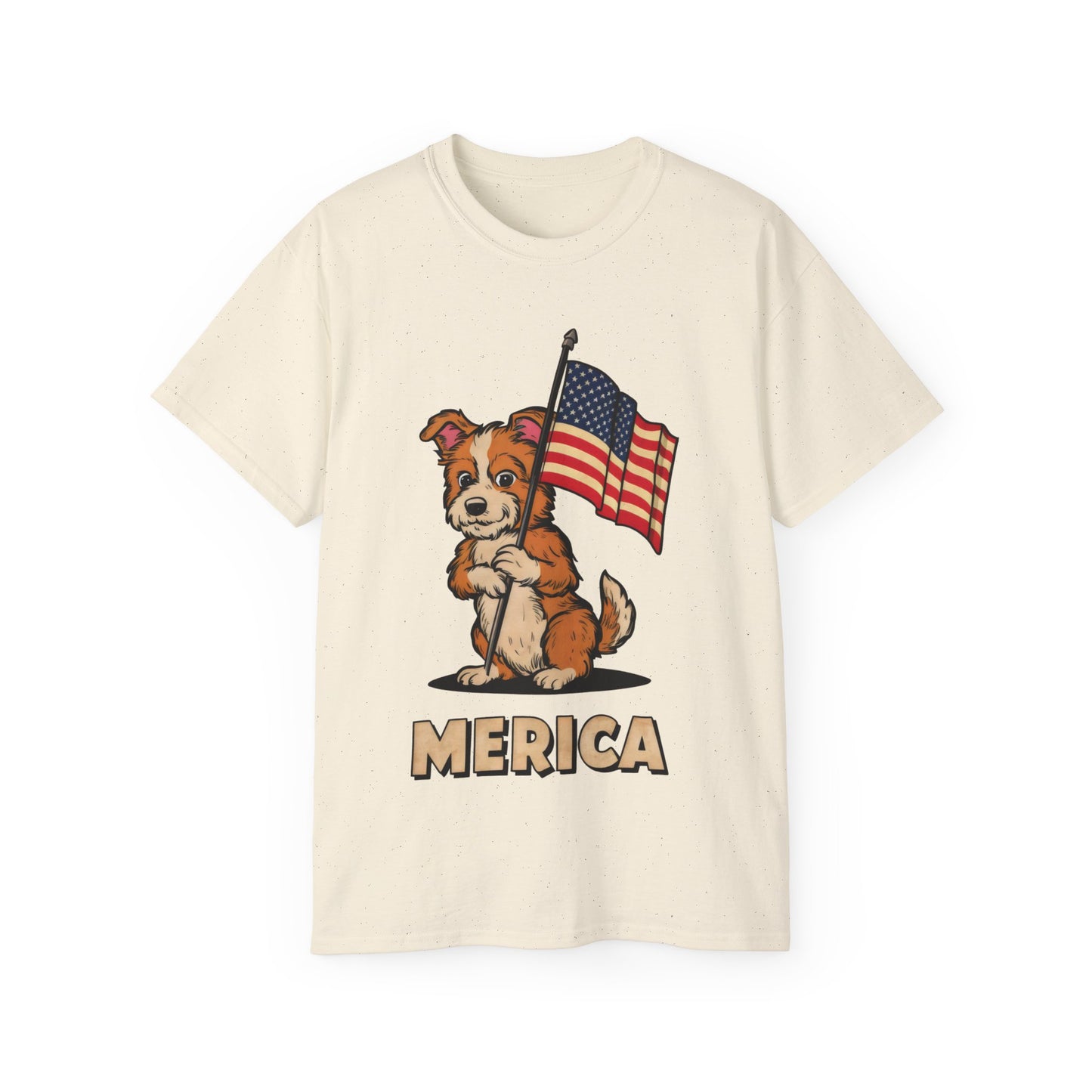 Cute Dog Cartoon Fourth of July Merica Organic T-Shirt