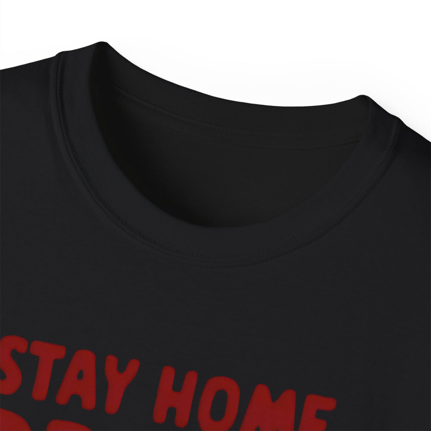 Cute Funny Dog Cartoon Stay Home, Drink Bourbon and Pet the Dog Meme Unisex Organic T-Shirt