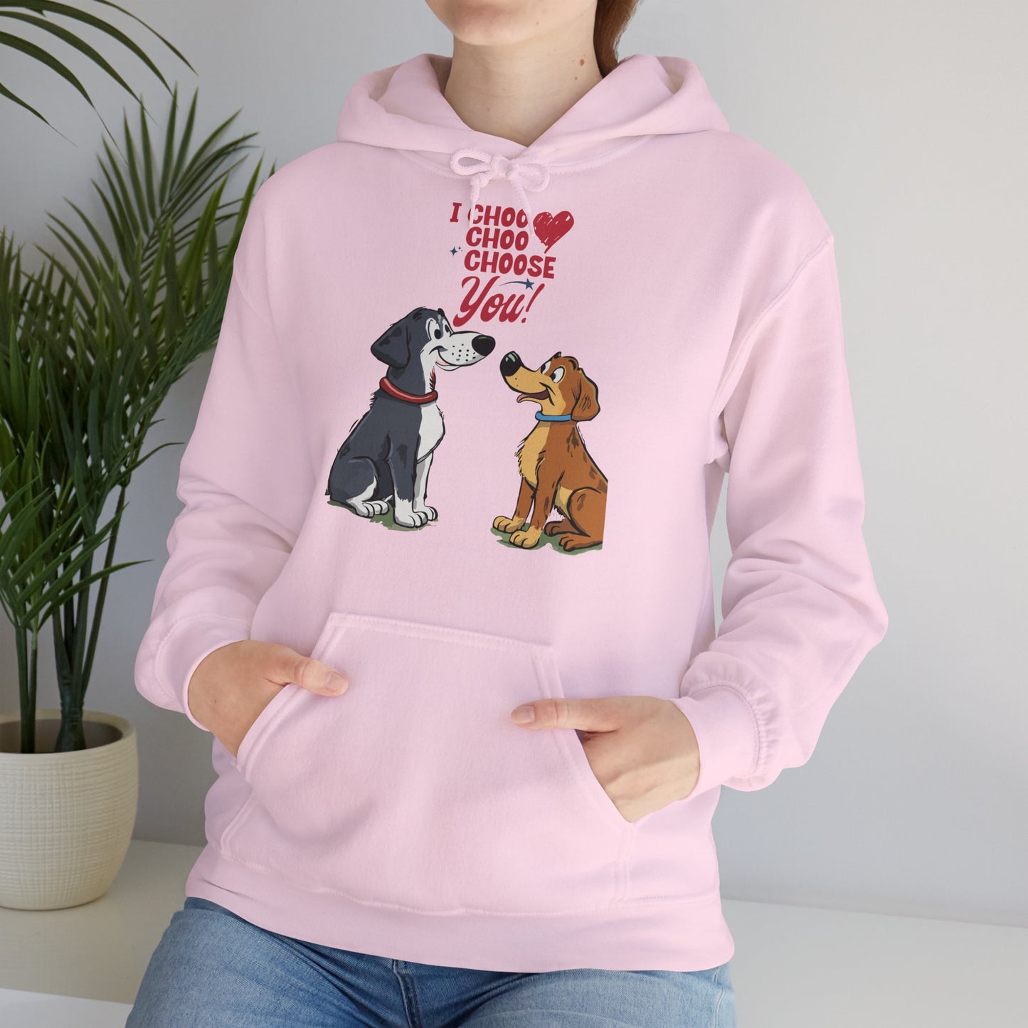 Cute Cartoon Dog I Choose You Valentine's Day Unisex Hooded Sweatshirt