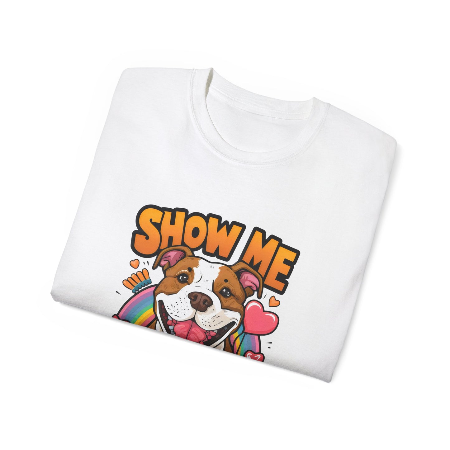 Cute Funny Dog Cartoon Show Me Your Pitties Meme Unisex Organic T-Shirt