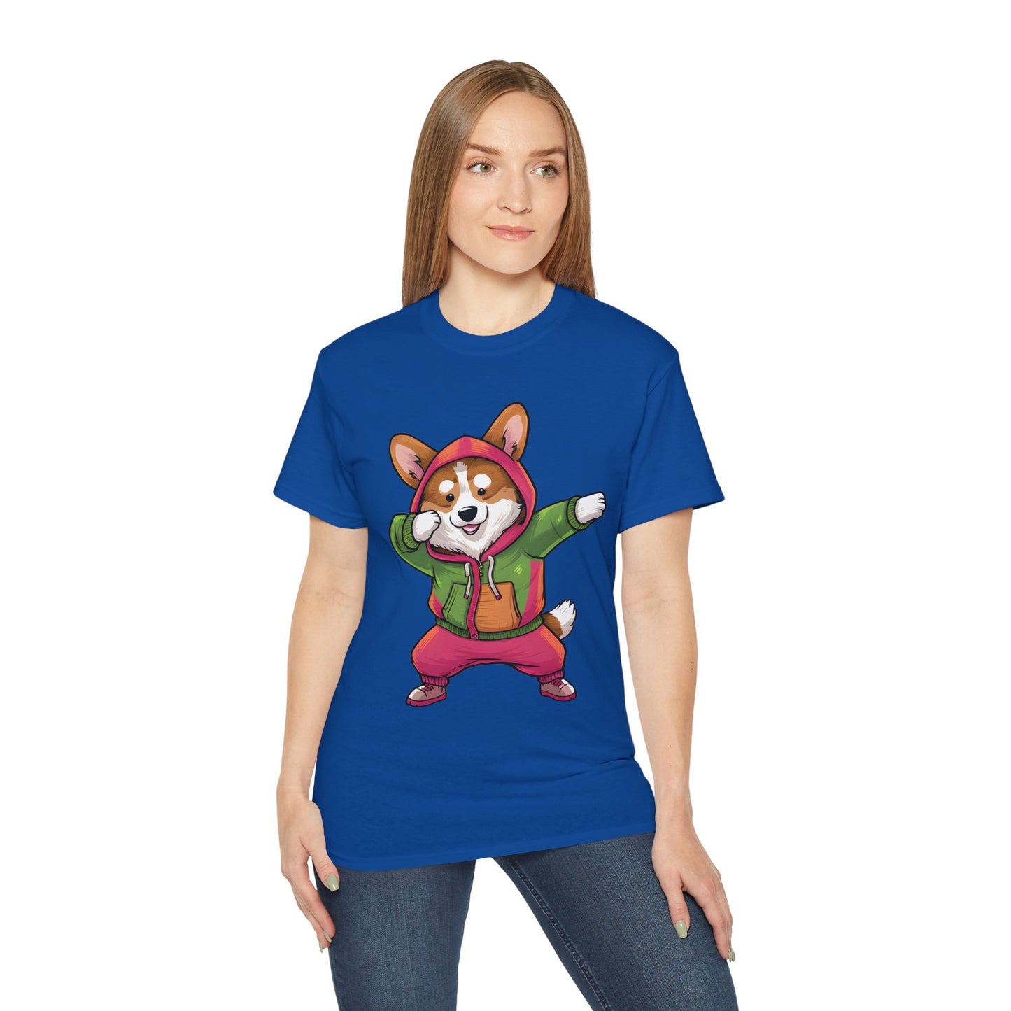 Cute Dog Cartoon Corgi Dabbing Meme Unisex Organic T-Shirt