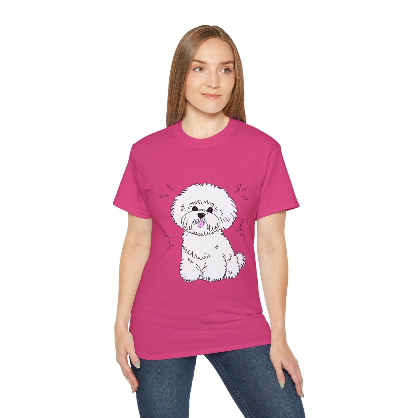 Cute Dog Cartoon Bichon Frise Poodle Unisex Organic T-Shirt