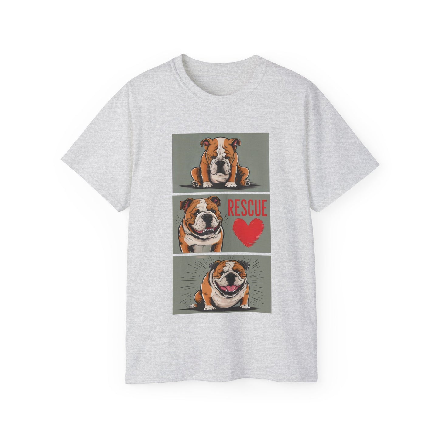 Cute Cartoon Bulldog Rescue Adopt Don't Shop Organic T-Shirt