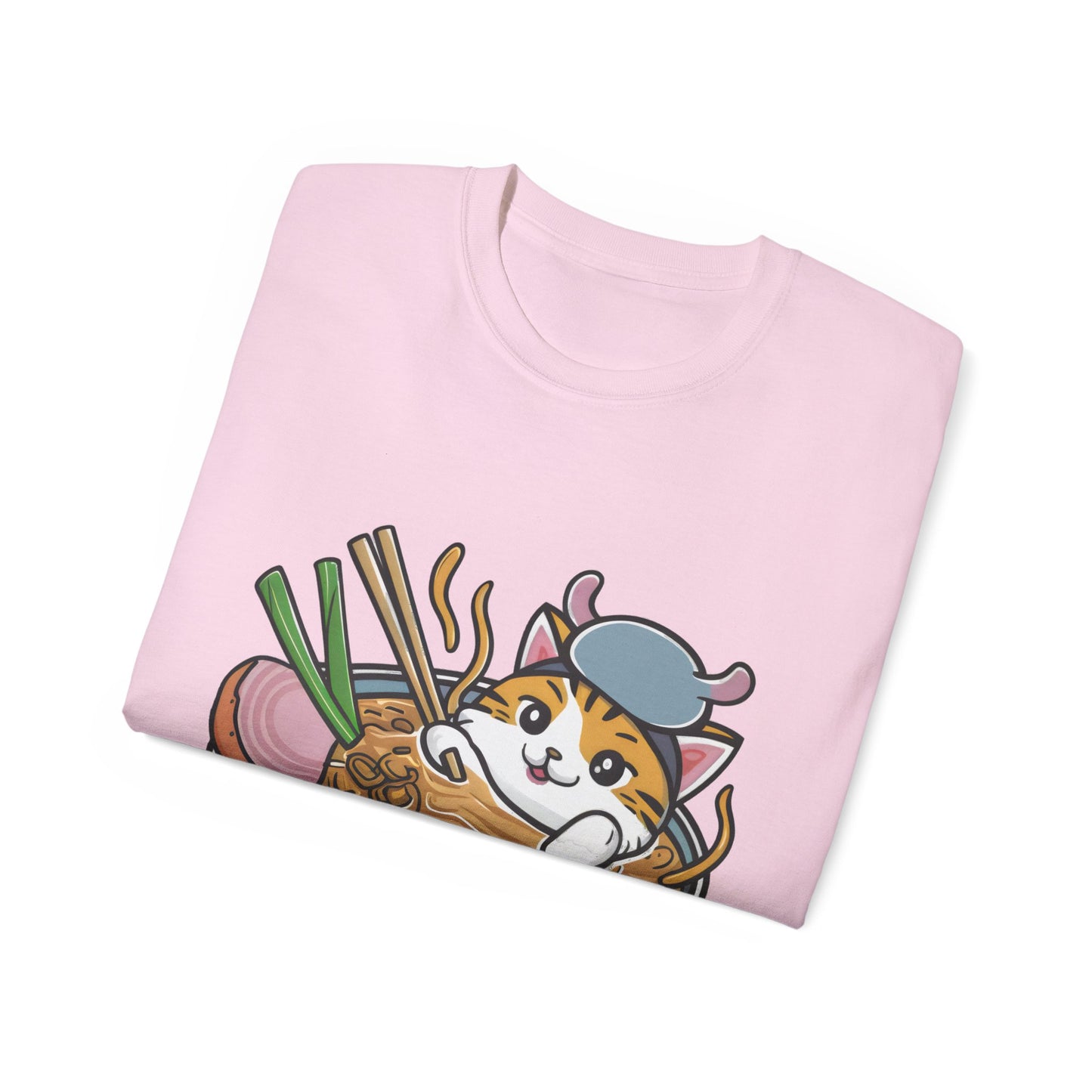 Cute Cartoon Cat Ramen Unisex Organic T-Shirt