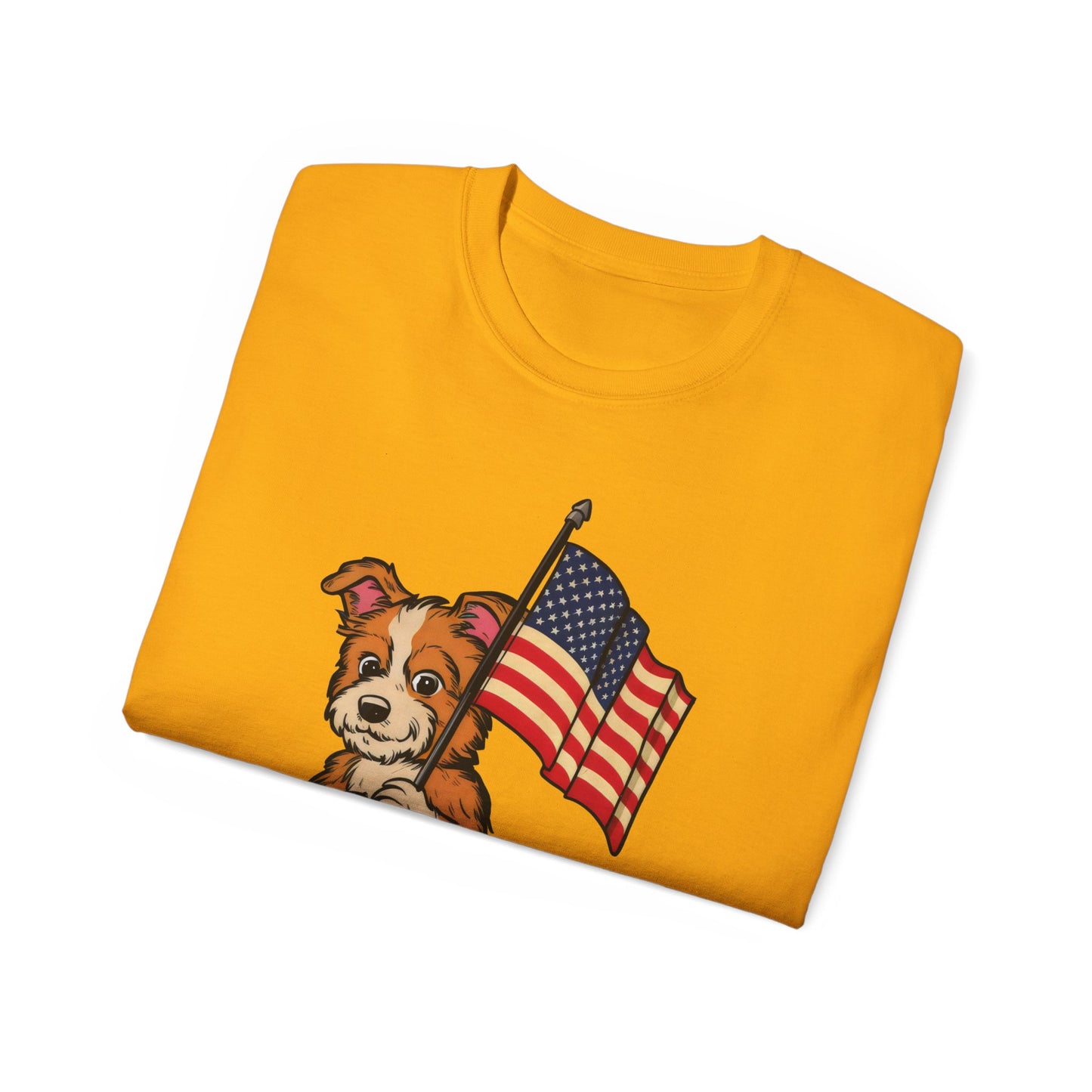 Cute Dog Cartoon Fourth of July Merica Organic T-Shirt