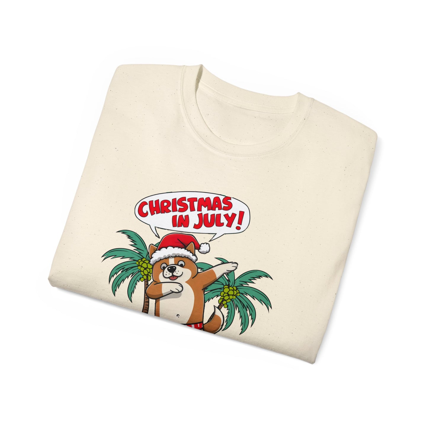 Cute Dog Cartoon Christmas in July Unisex Organic T-Shirt