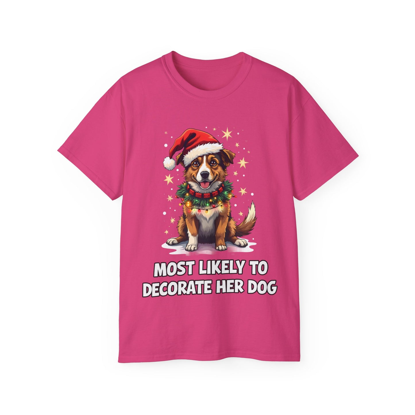 Cute Dog Cartoon Most Likely to Decorate Her Dog Jack Russell Terrier Unisex Organic T-Shirt