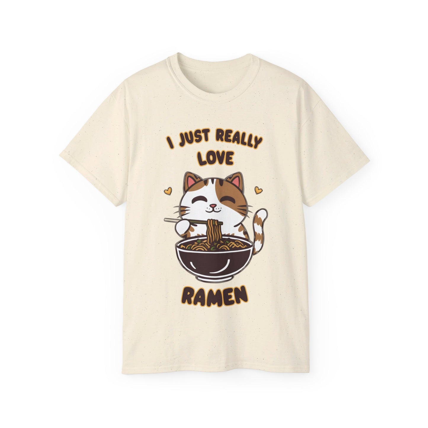 Cute Cat Cartoon I Just Really Love Ramen Unisex Organic T-Shirt