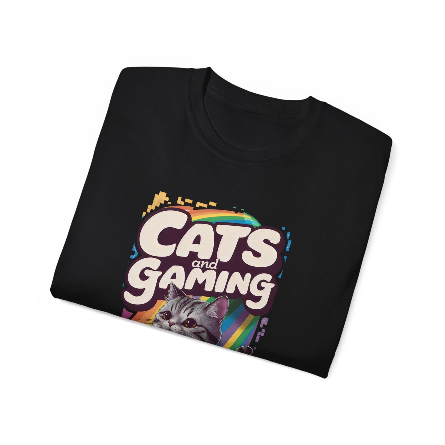 Cute Cartoon Cats and Gaming Unisex Organic T-Shirt