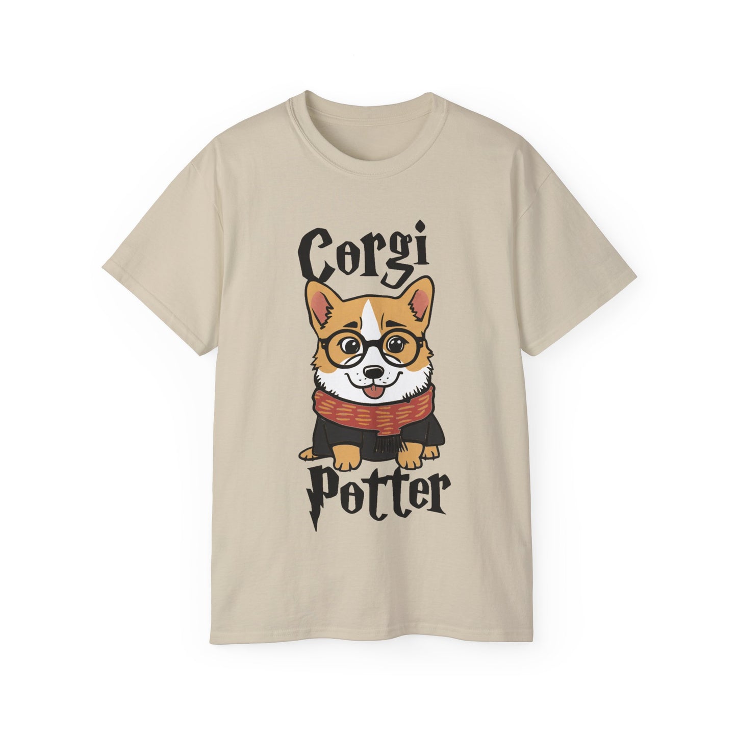 Cute Dog Cartoon Corgi Potter Unisex Organic T-Shirt