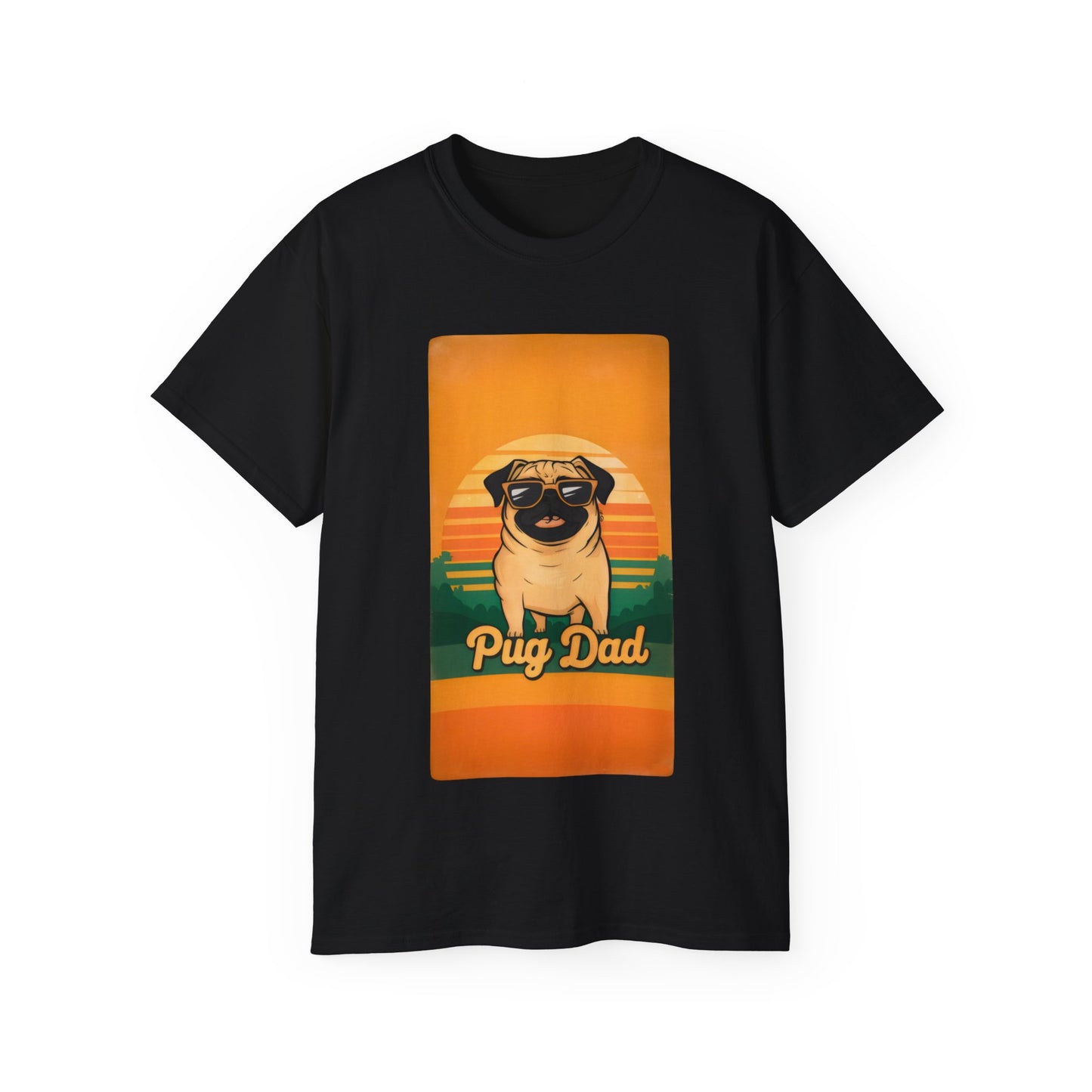 Cute Funny Pug Dad Unisex Organic T-Shirt