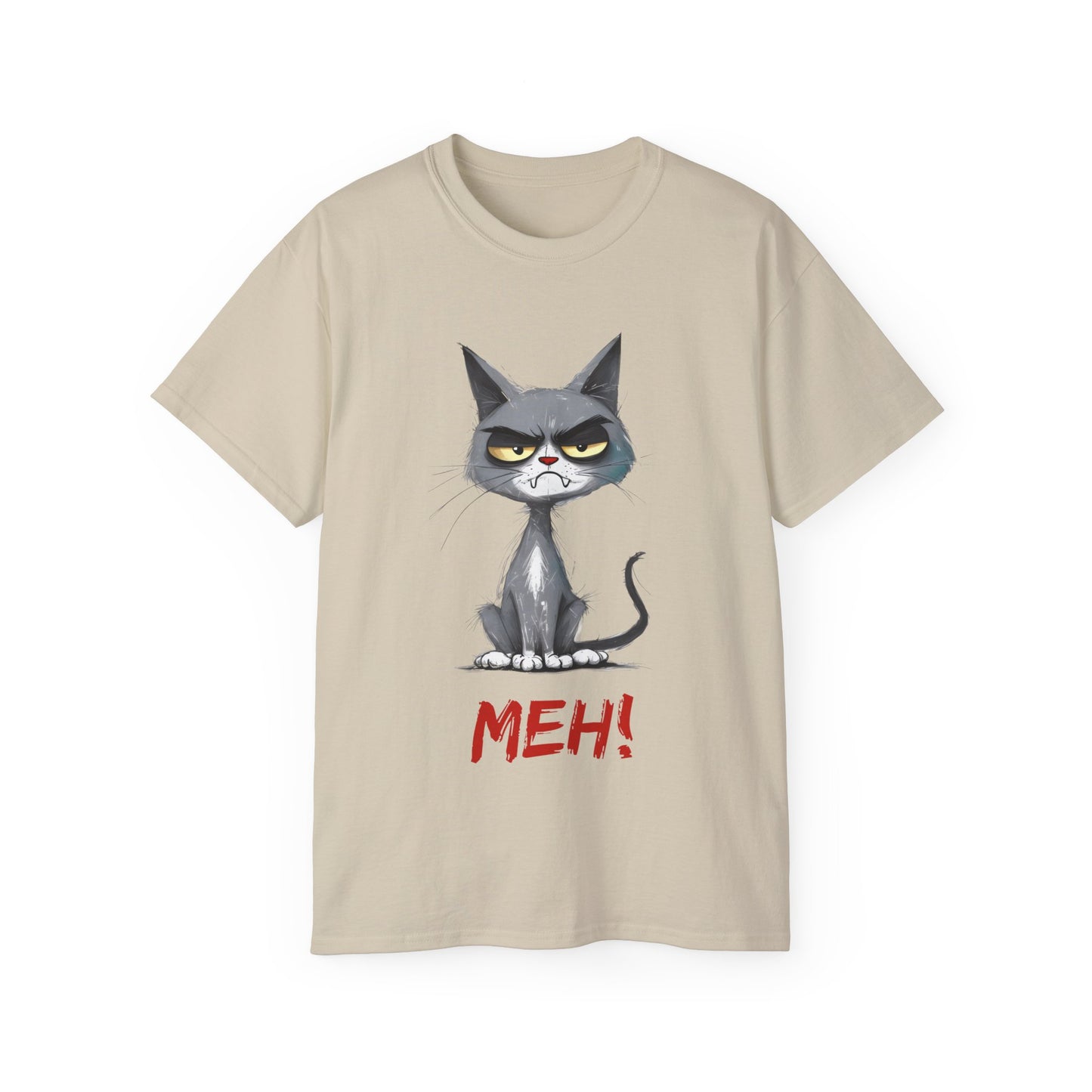 Cute Funny Cartoon Meh Cat Meme Unisex Tee