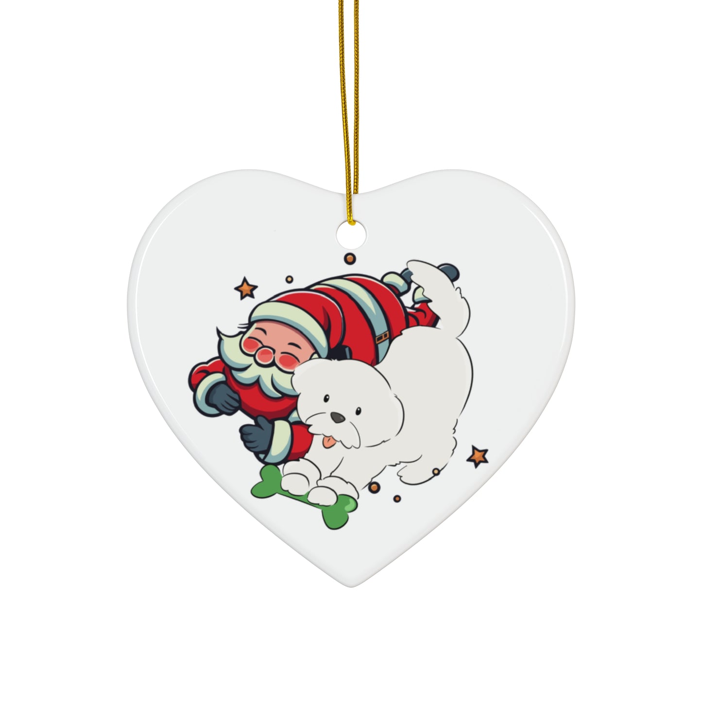 Cheeky Bichon Christmas Ceramic Ornament, 4 Shapes