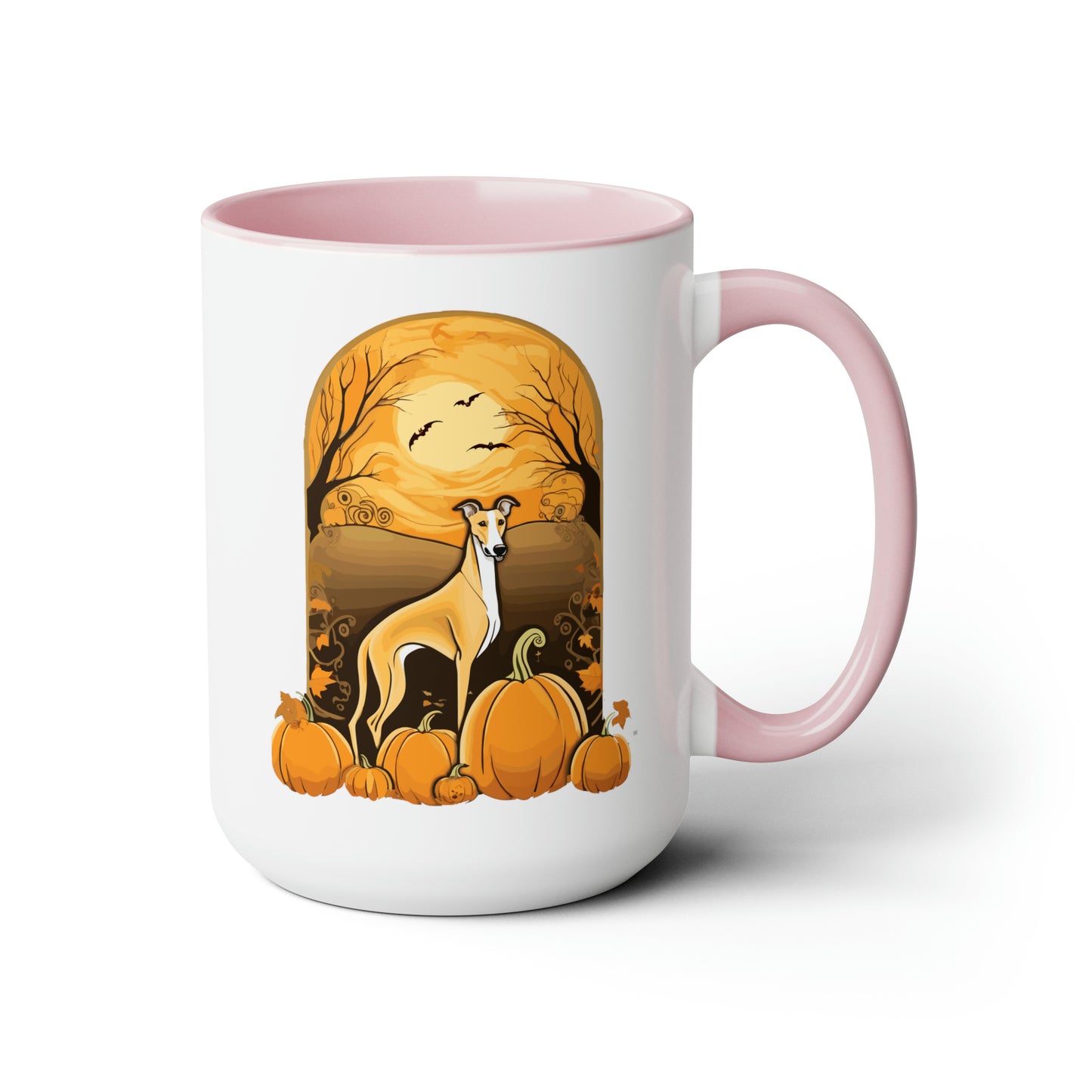 Greyhound Pumpkin Two-Tone Coffee Mugs, 15oz