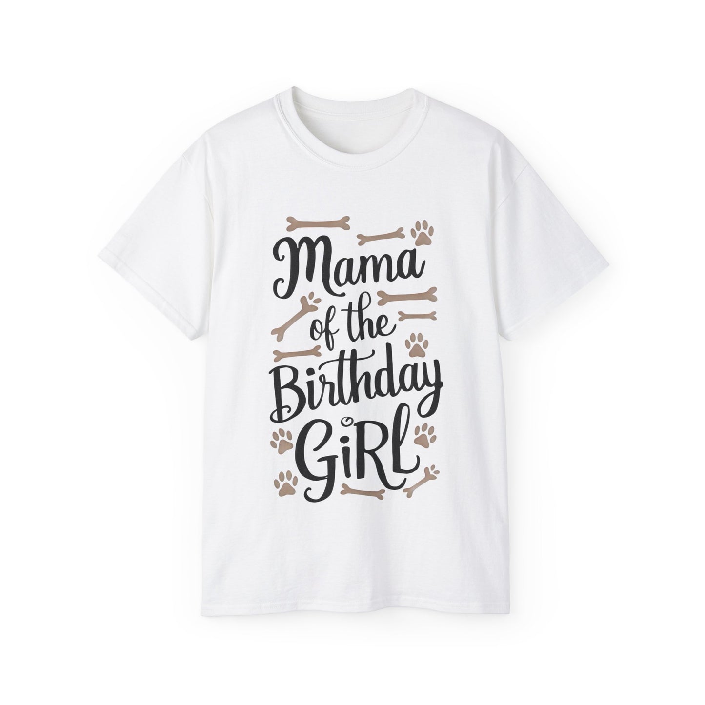 Cute Mama of the Birthday Girl Paw Print Organic T-Shirt