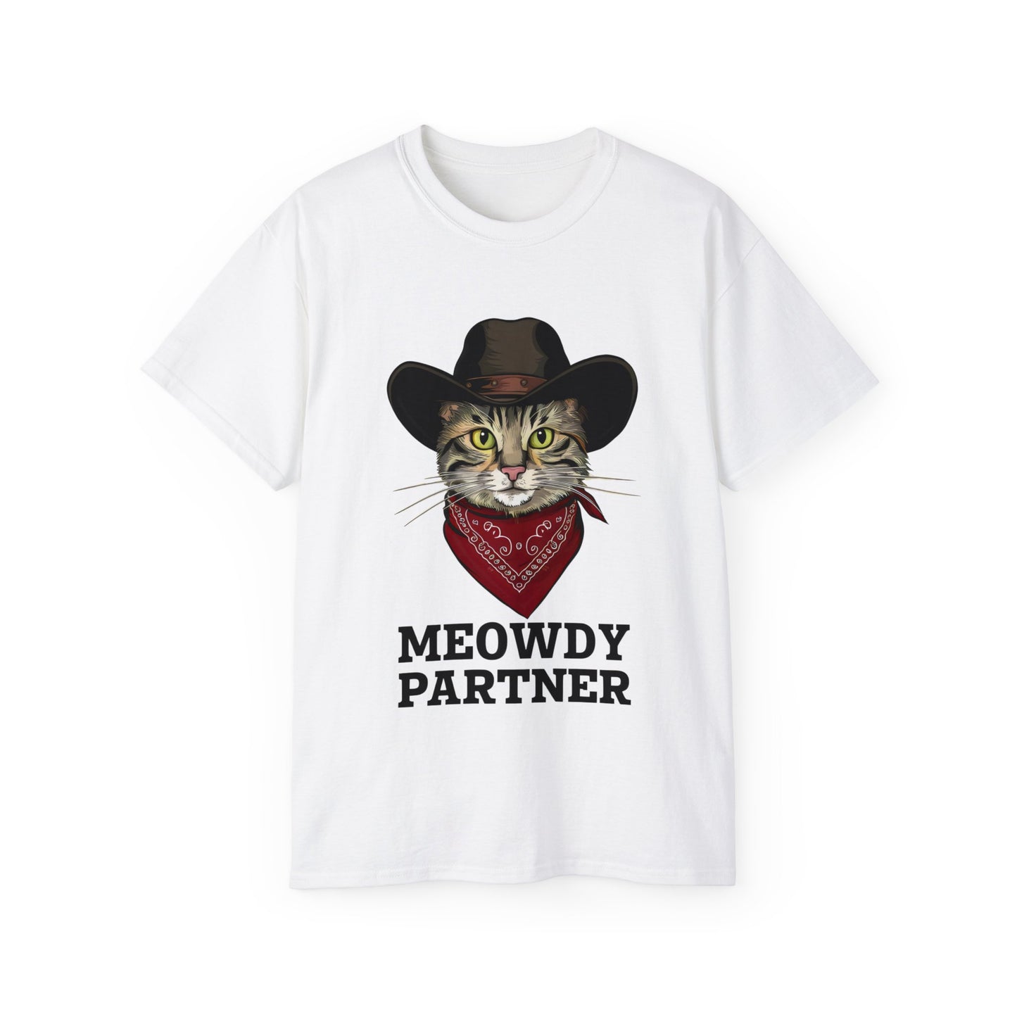 Cute Cat Cartoon Meowdy Partner Unisex Organic T-Shirt