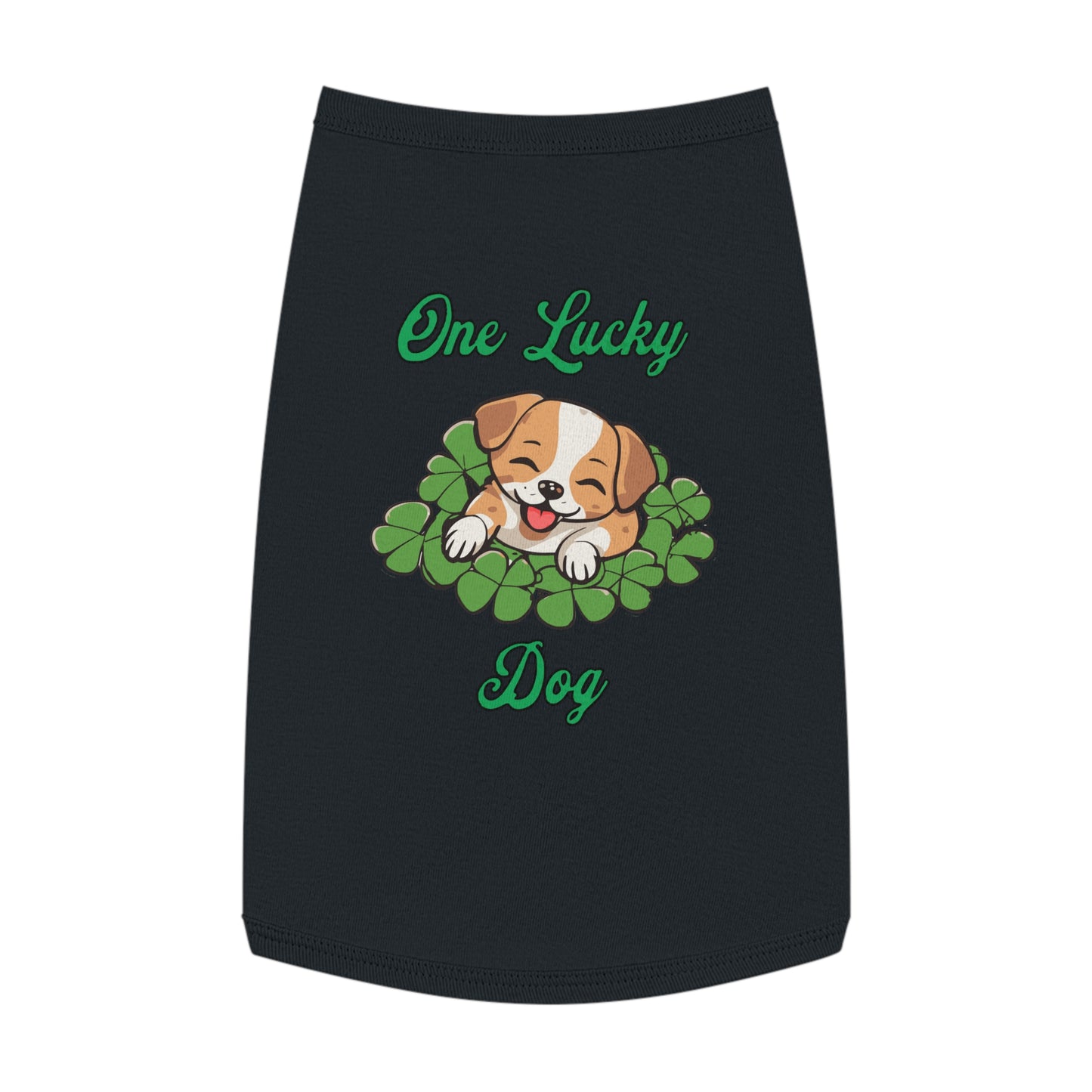 Cute St Patrick's Day One Lucky Dog Cartoon Pet Tank Top