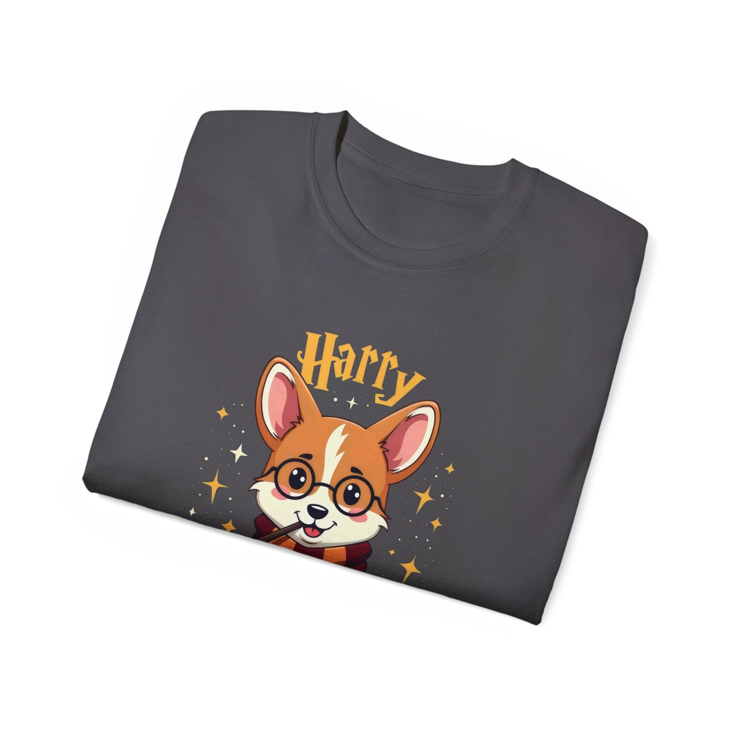 Cute Dog Cartoon Harry Pawter Corgi Unisex Organic T-Shirt