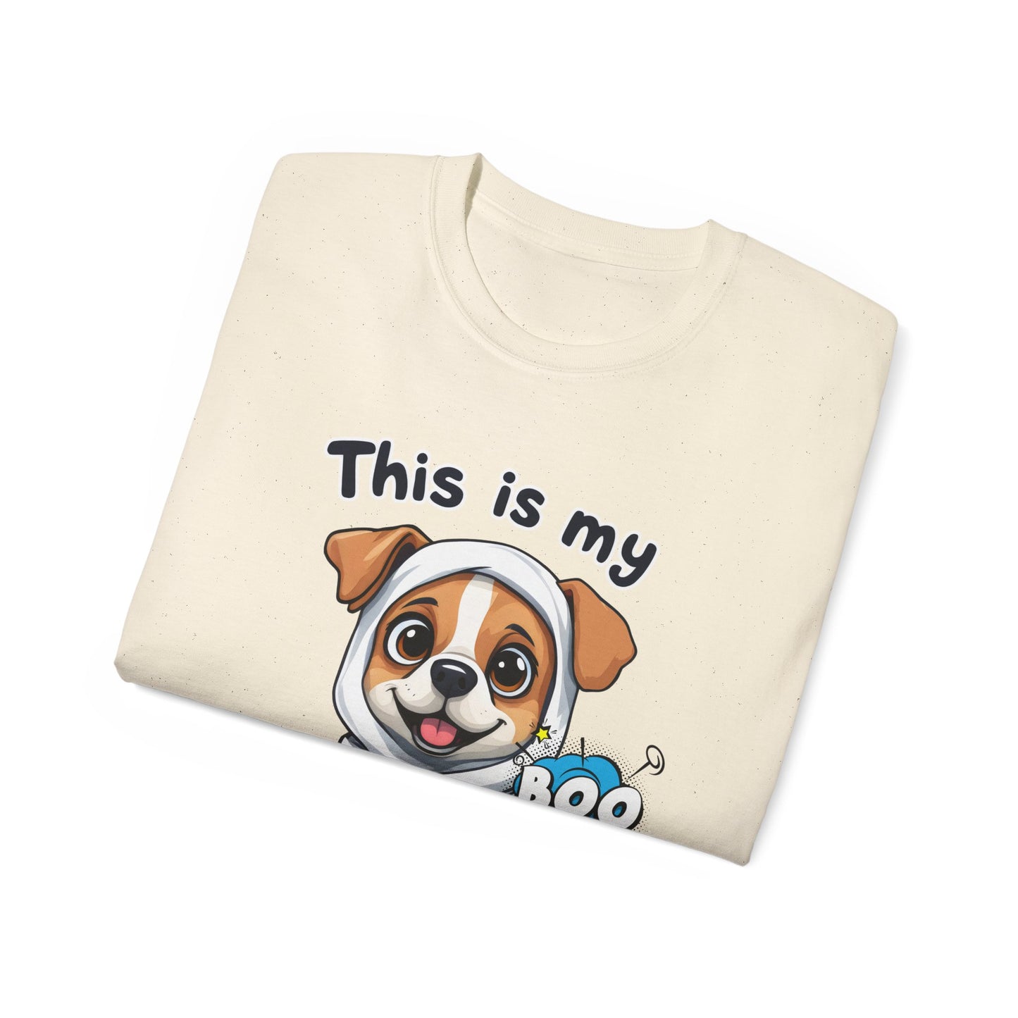 Cute Funny Dog Cartoon This is My Scary Halloween Costume Unisex Organic T-Shirt