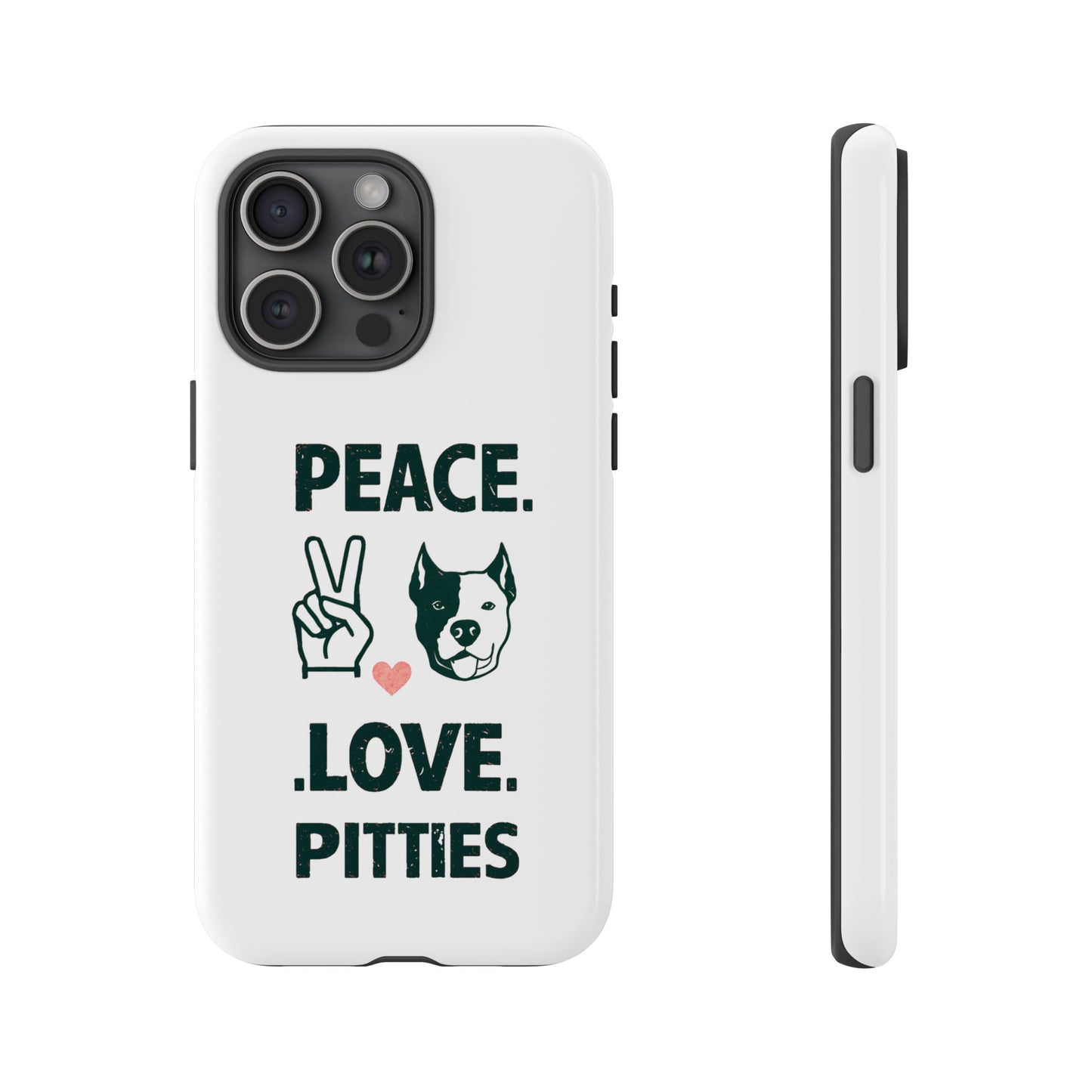 Cute Dog Cartoon Peace Love Pitties iPhone Tough Cases