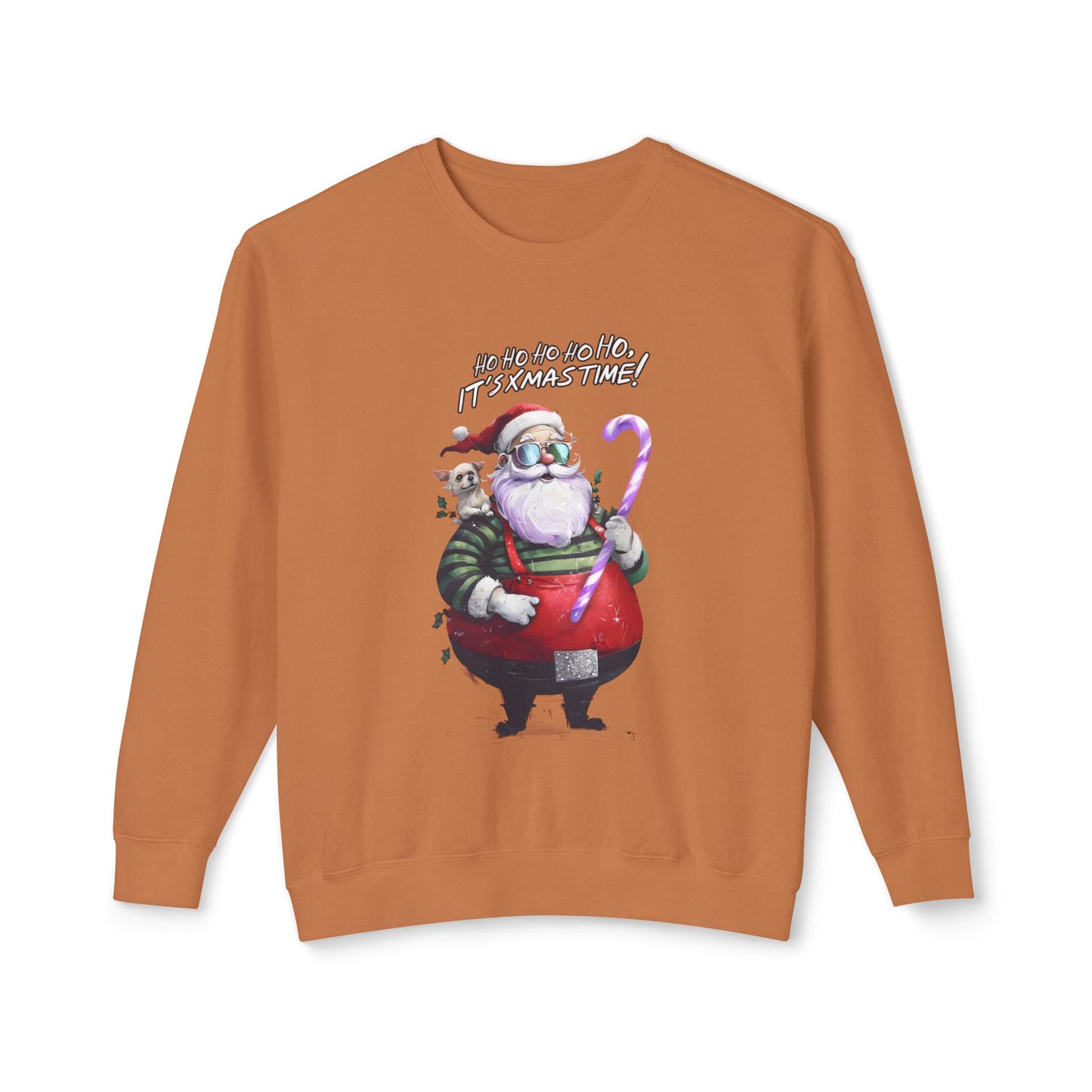 Cute Cartoon Santa and Dog Christmas Crewneck Sweatshirt