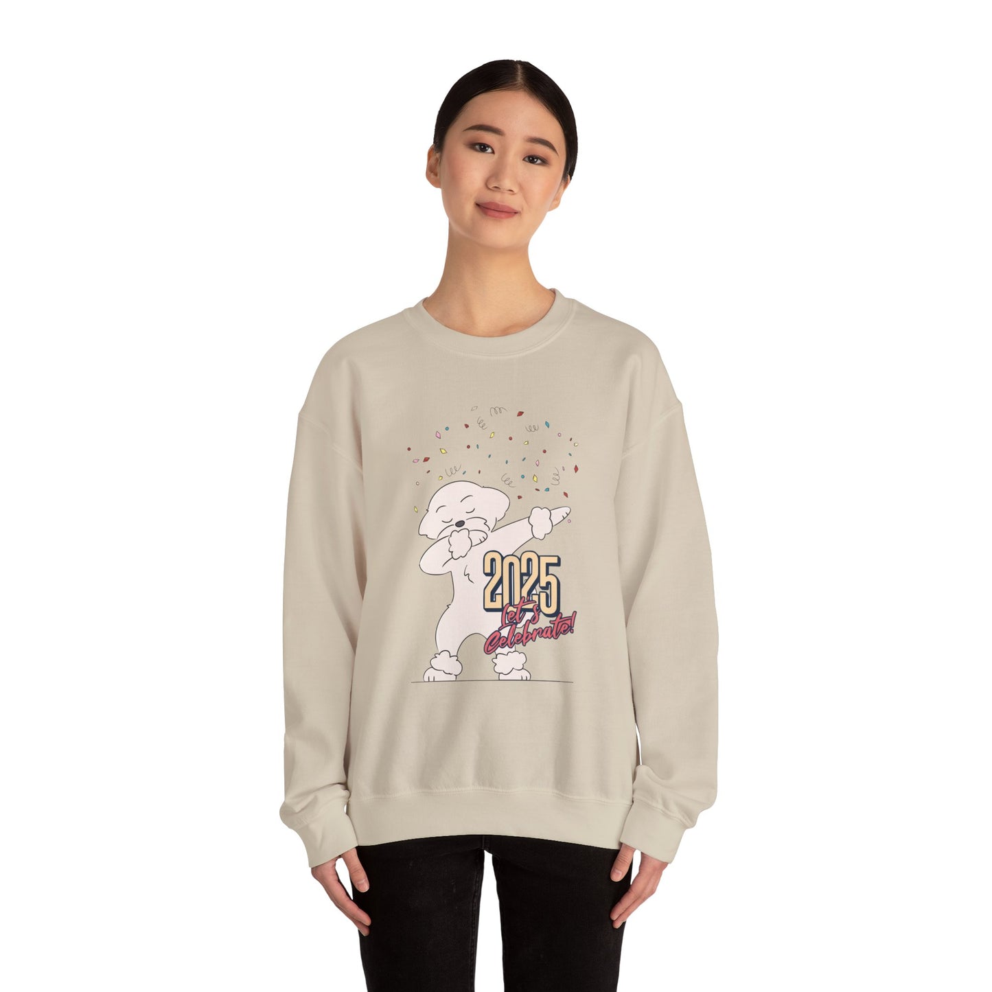 Cheeky Bichon Cute Let's Celebrate 2025 Unisex Crewneck Sweatshirt