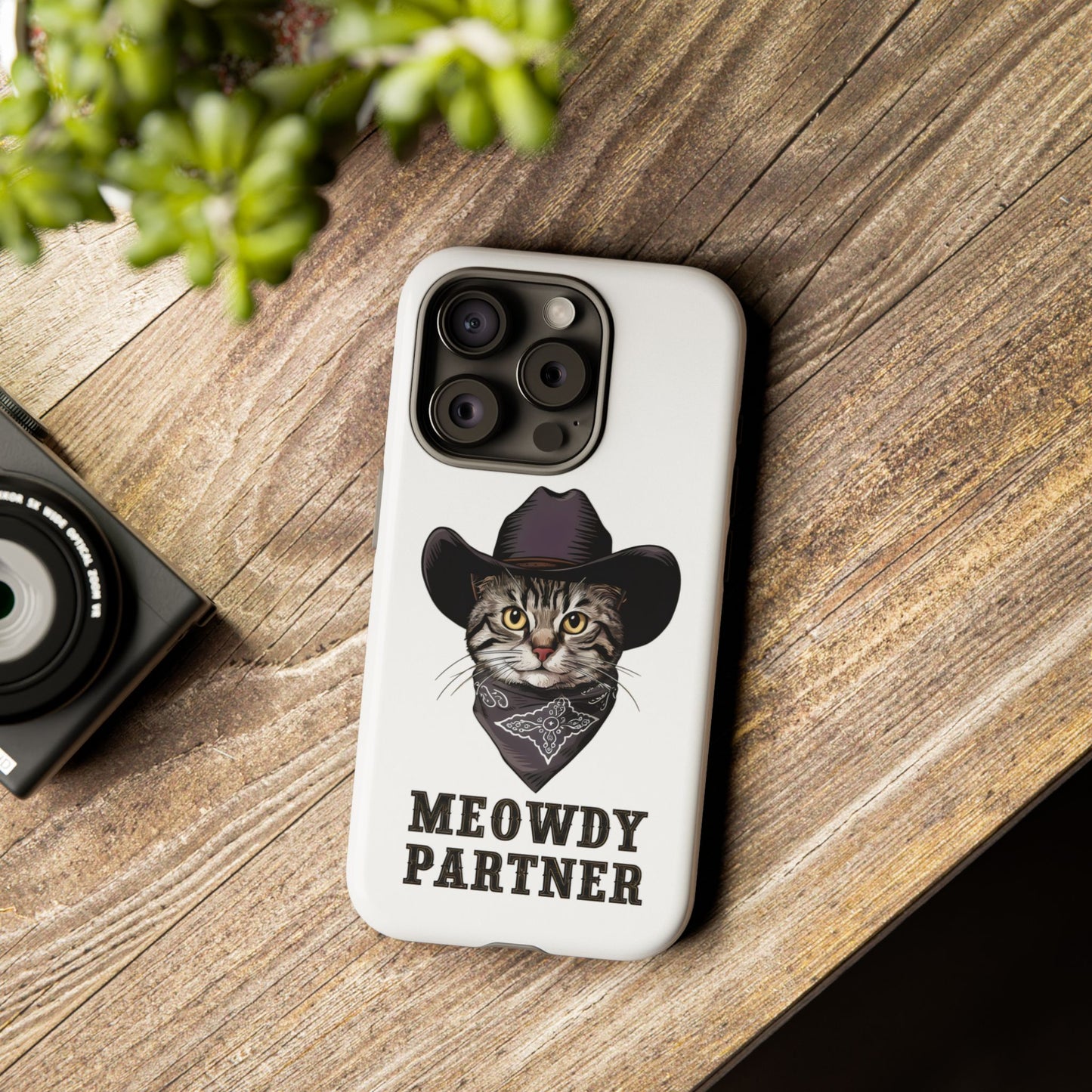 Cute Funny Cat Cartoon Meowdy Partner iPhone Tough Cases