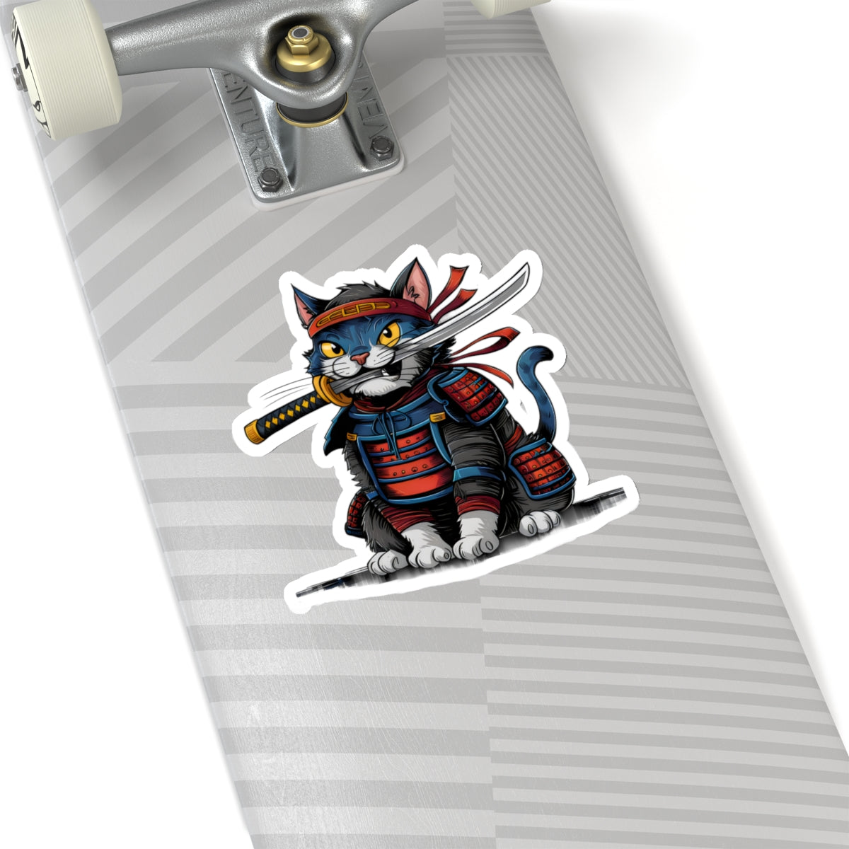 Cute Cartoon Samurai Ninja Cat Sticker