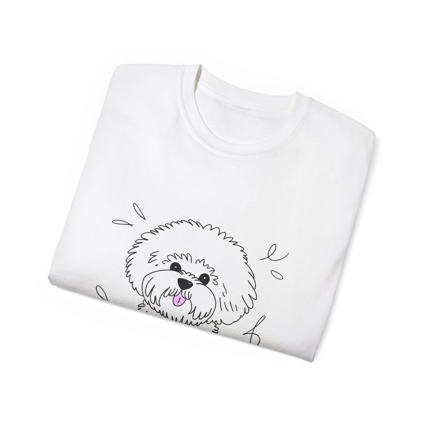 Cute Dog Cartoon Bichon Frise Poodle Unisex Organic T-Shirt