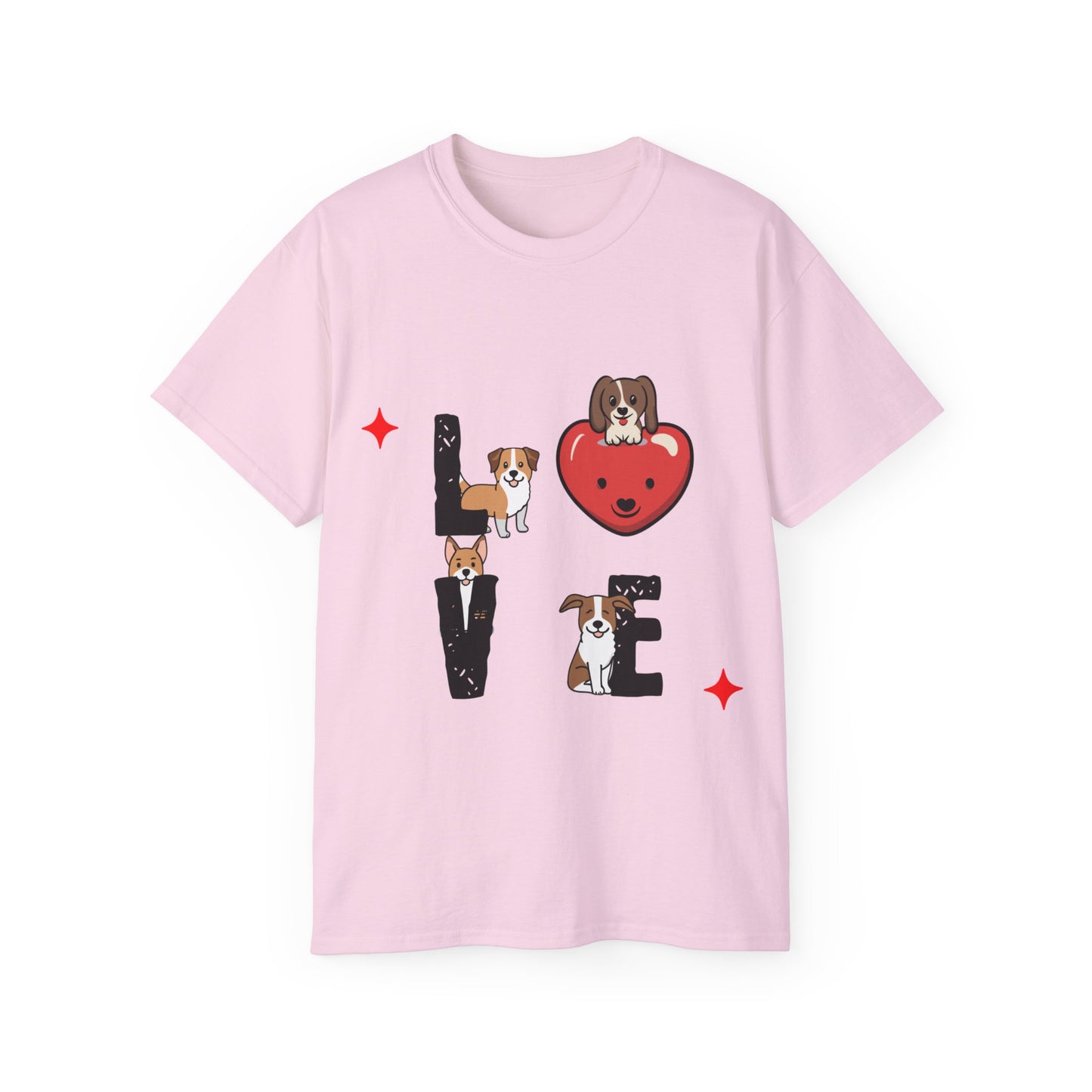 Cute Dog Cartoon Valentine's Day Love Unisex Organic T-Shirt