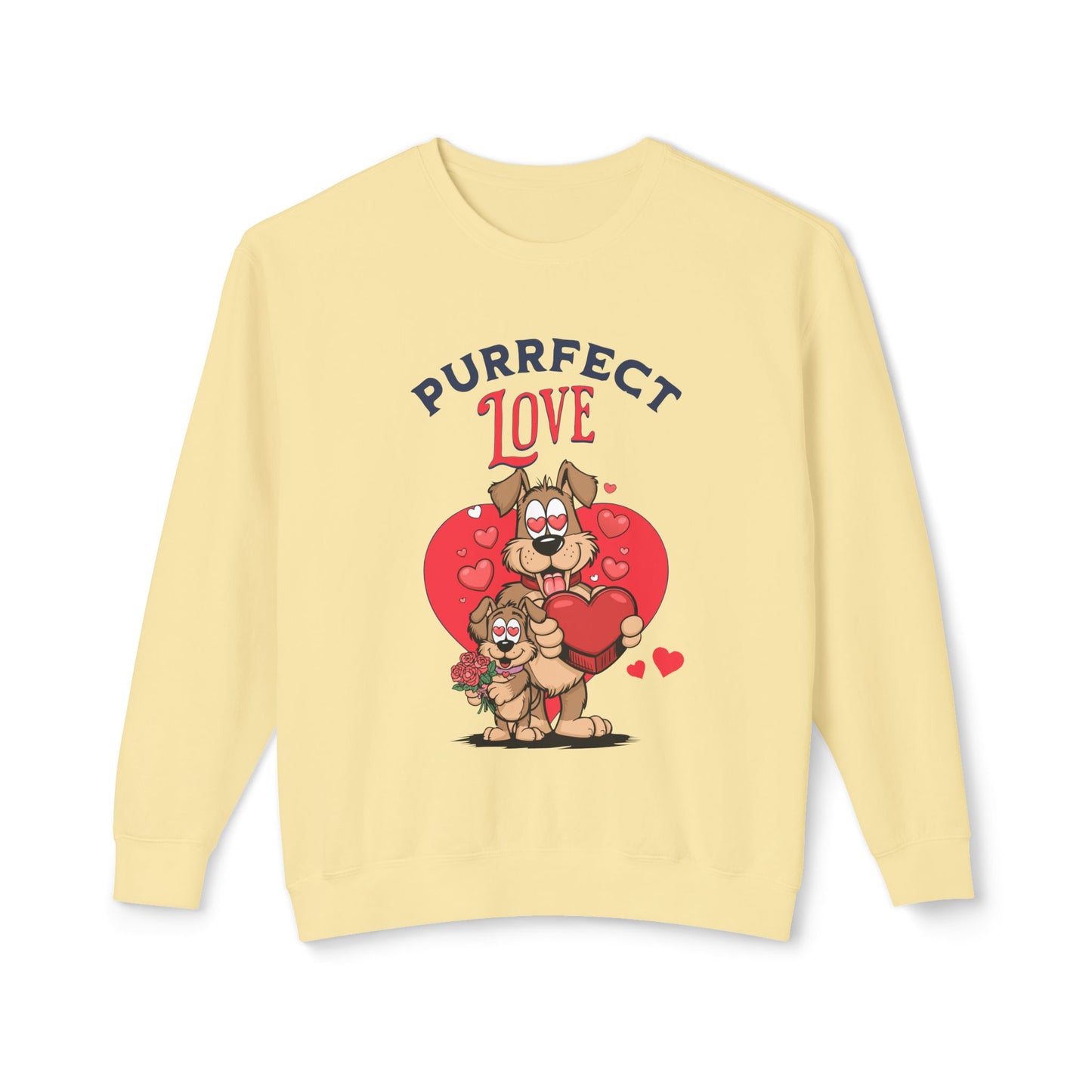 Cute Dog Cartoon Purrfect Love Valentine's Day Crewneck Sweatshirt