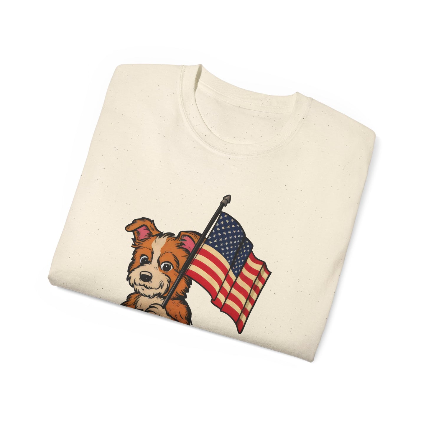 Cute Dog Cartoon Fourth of July Merica Organic T-Shirt