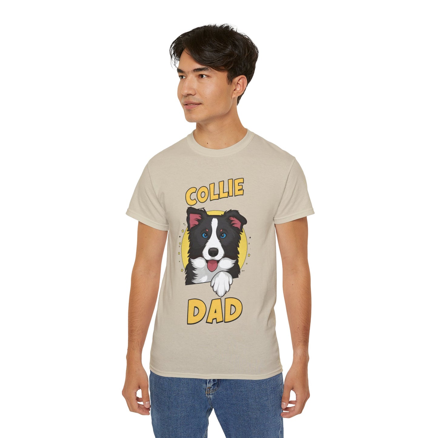 Cute Cartoon Collie Dad Organic T-Shirt