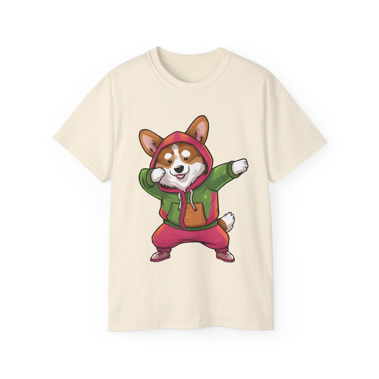 Cute Dog Cartoon Corgi Dabbing Meme Unisex Organic T-Shirt