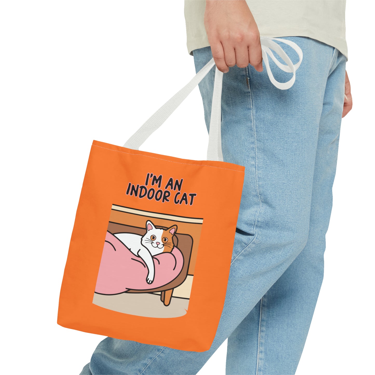 Cute Funny I'm an Indoor Cat Cartoon Meme Tote Bag