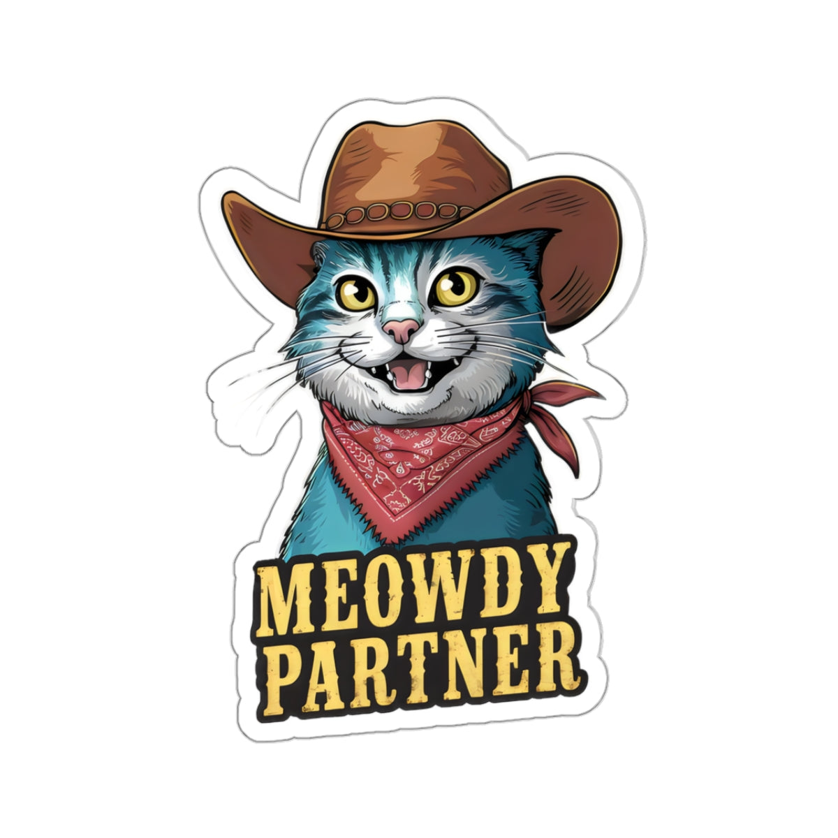 Cute Cat Cartoon Meowdy Partner Kiss-cut Stickers