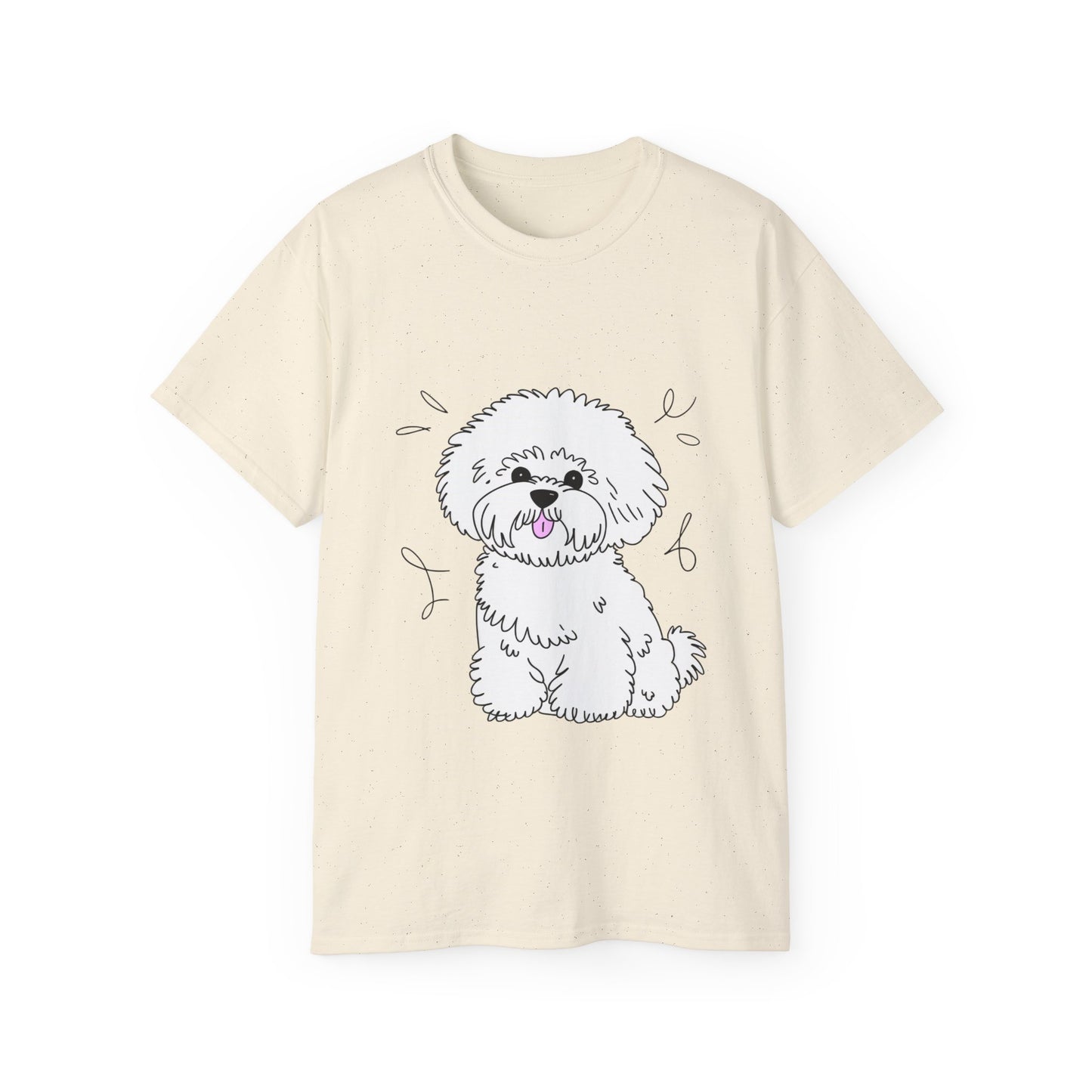 Cute Dog Cartoon Bichon Frise Poodle Unisex Organic T-Shirt