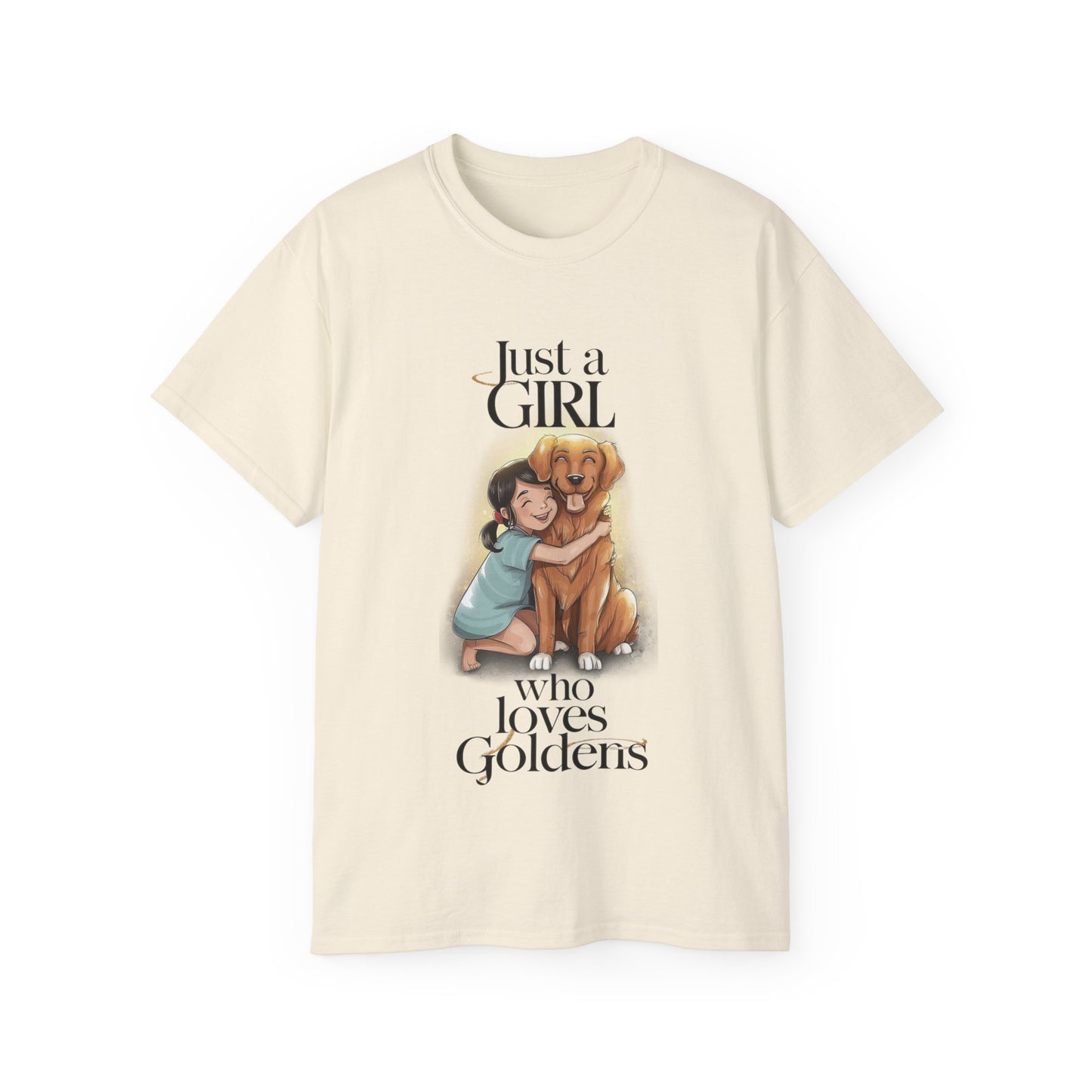 Cute Dog Cartoon Just a Girl Who Loves Goldens Unisex Organic T-Shirt