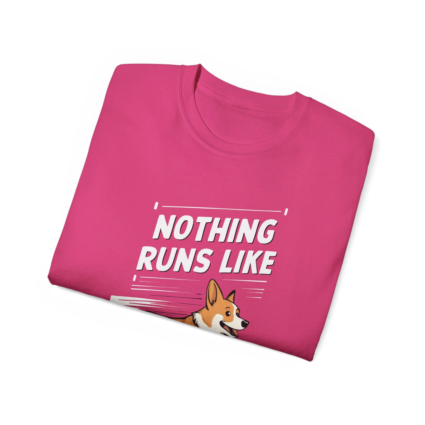 Cute Dog Cartoon Nothing Runs Like a Corgi Unisex Organic T-Shirt