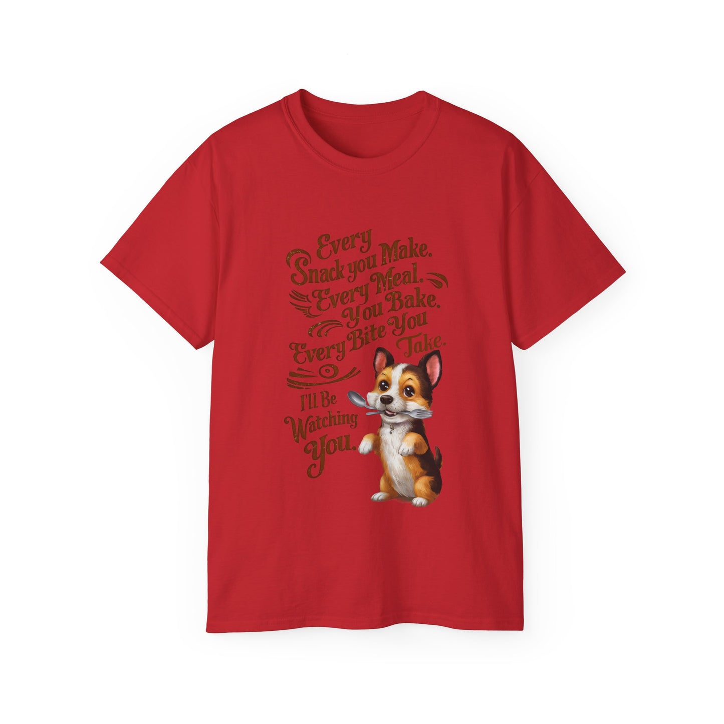 Cute Cartoon Dog Meme I'll be Watching You Organic T-Shirt