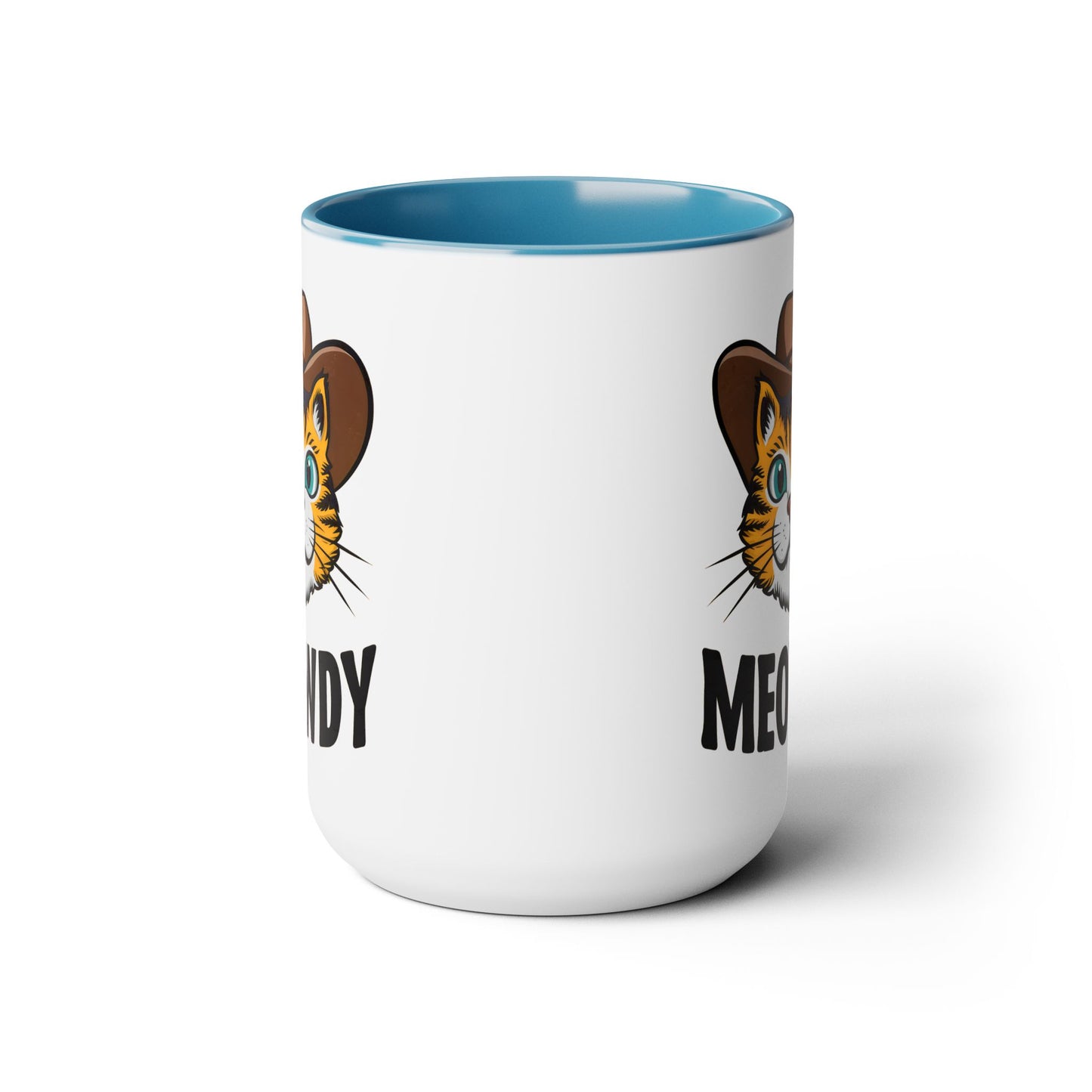 Cute Funny Cat Cartoon Meowdy Meme Two-Tone Coffee Mugs, 15oz