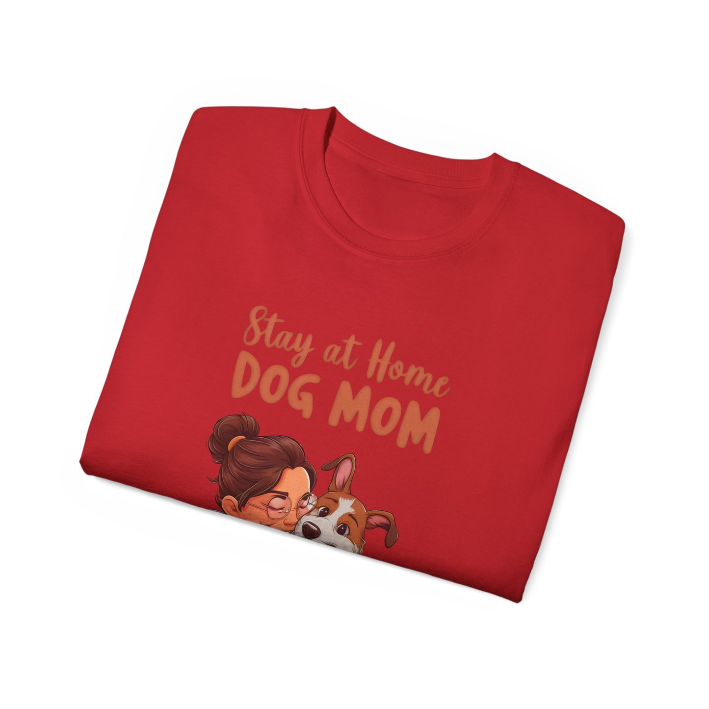 Cute Funny Cartoon Stay at Home Dog Mom Unisex Organic T-Shirt