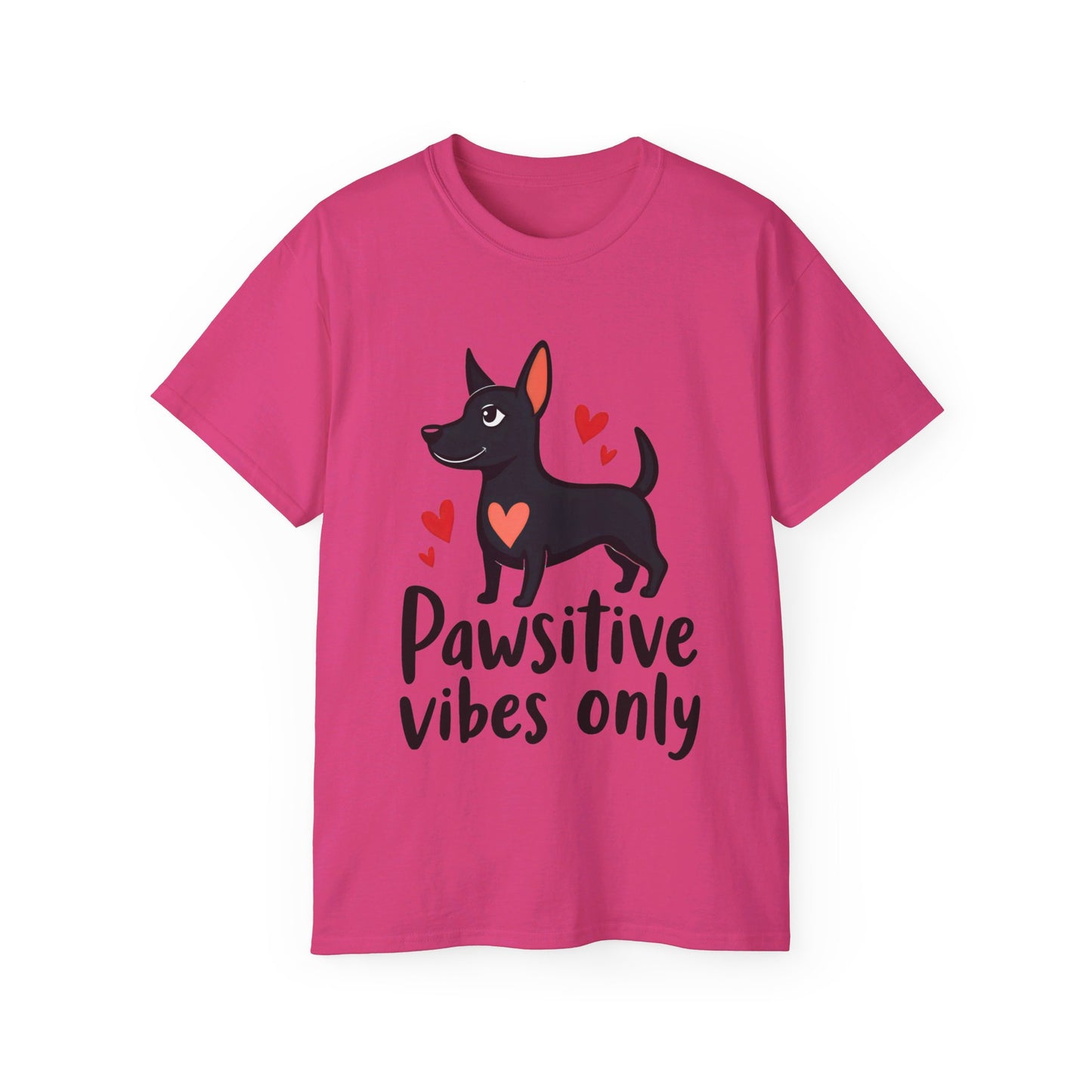 Cute Dog Cartoon Pawsitive Vibes Only Unisex Organic T-Shirt