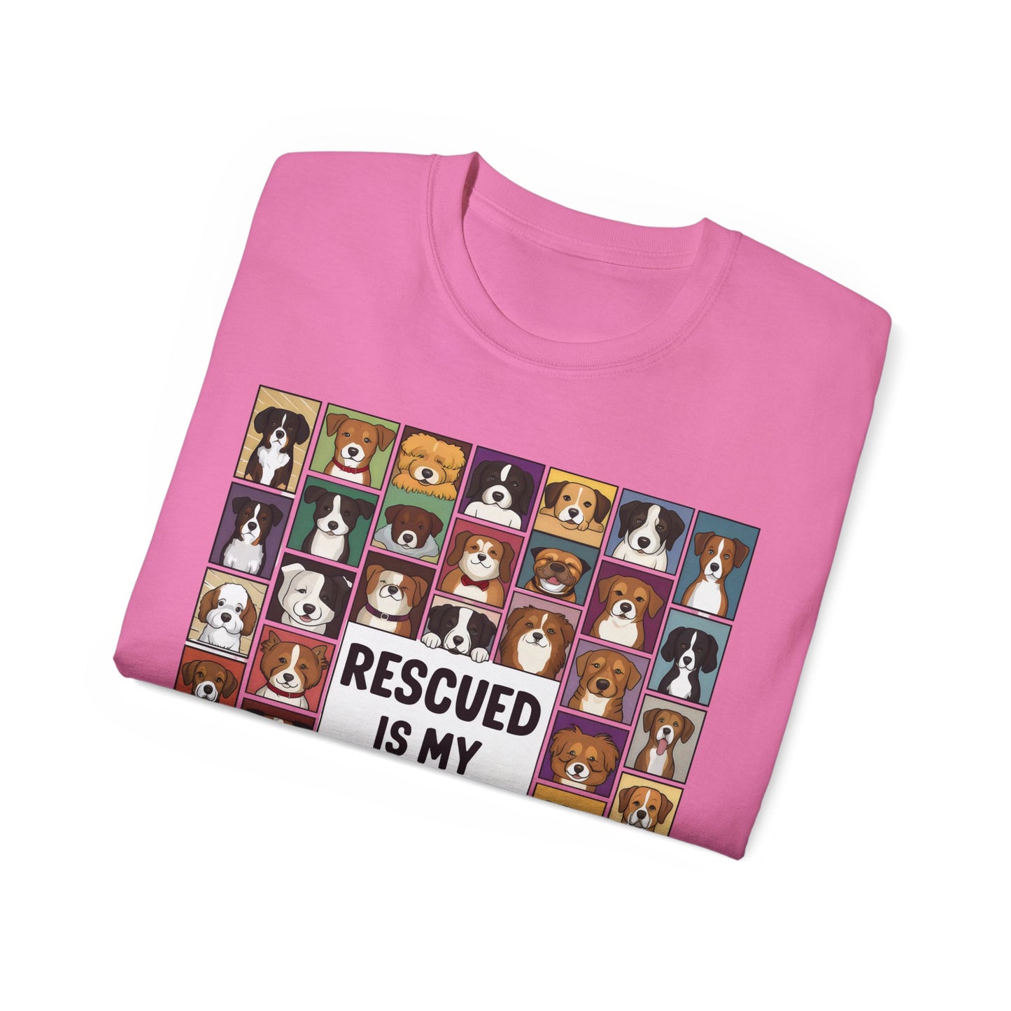 Cute Dog Cartoon Rescued is My Favorite Breed Unisex Organic T-Shirt