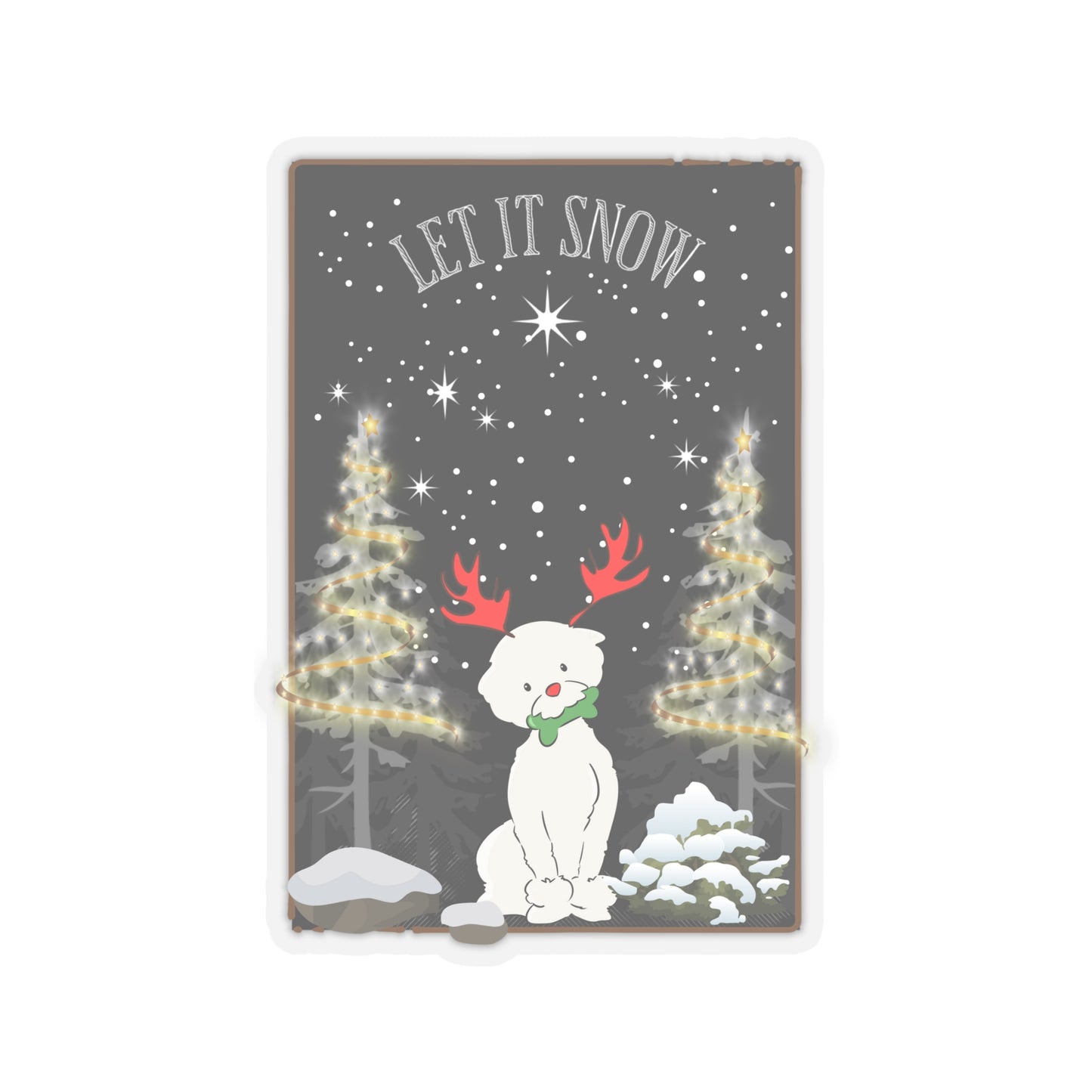 Cute Let It Snow Dog Christmas Kiss-cut Stickers