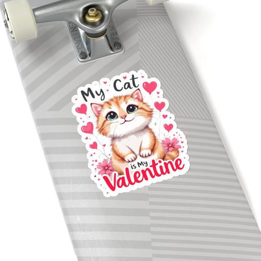 Cute Cartoon My Cat is My Valentine Sticker