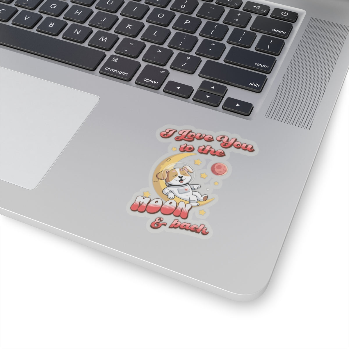 Dog Cartoon I Love You to the Moon and Back Kiss-Cut Sticker