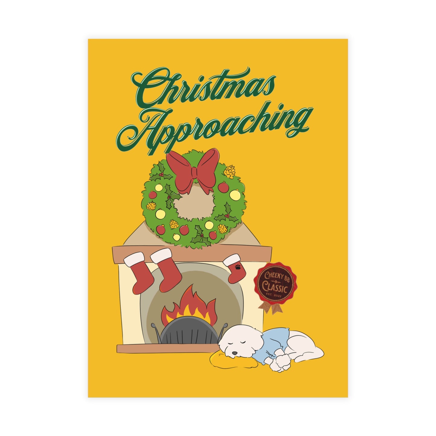 Cheeky Bichon Christmas Approaching Cartoon Dog Postcard Bundles (envelopes included)